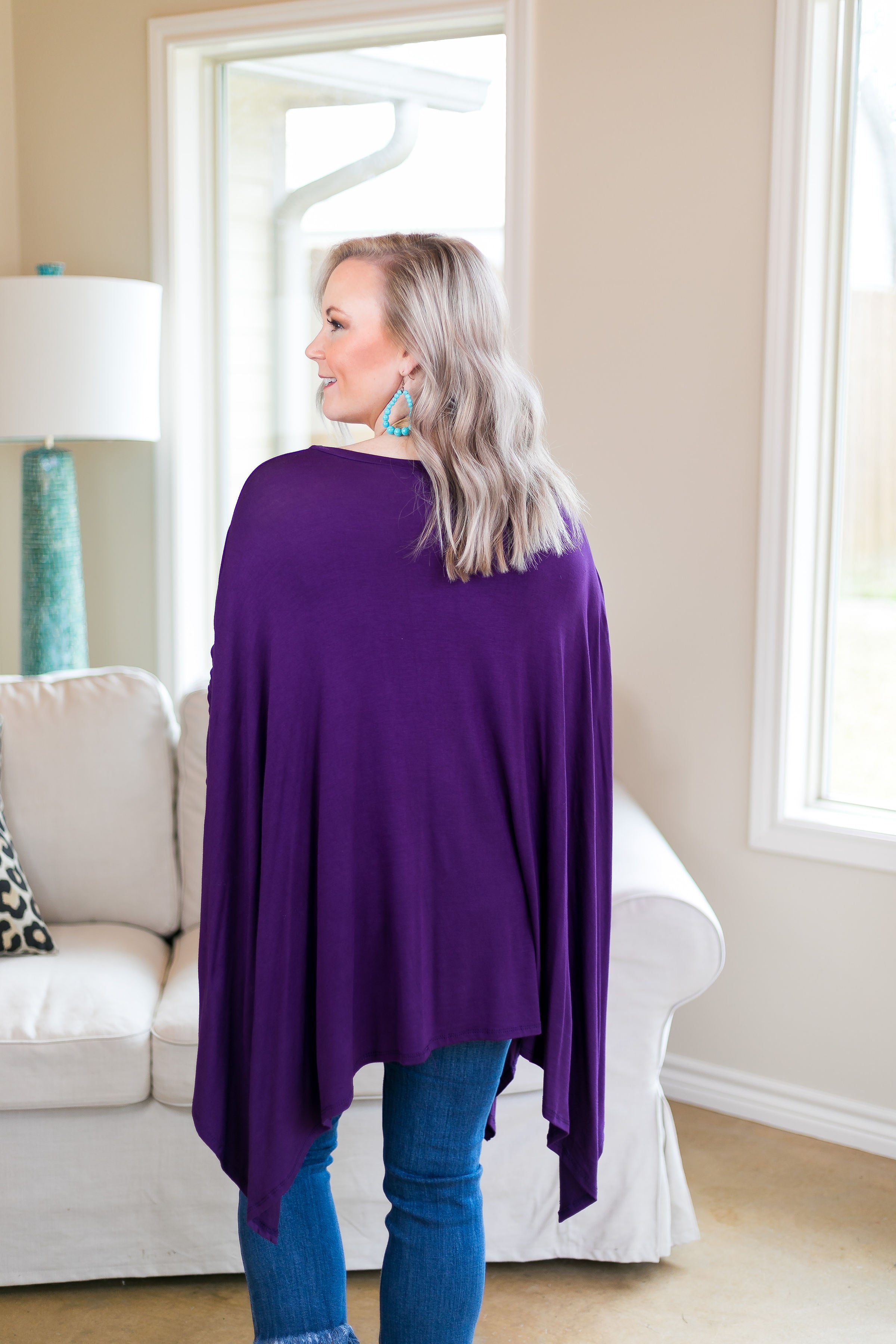 Last Chance Size Small & Med. | Perfect Getaway Handkerchief Top in Purple (Oversized) - Giddy Up Glamour Boutique