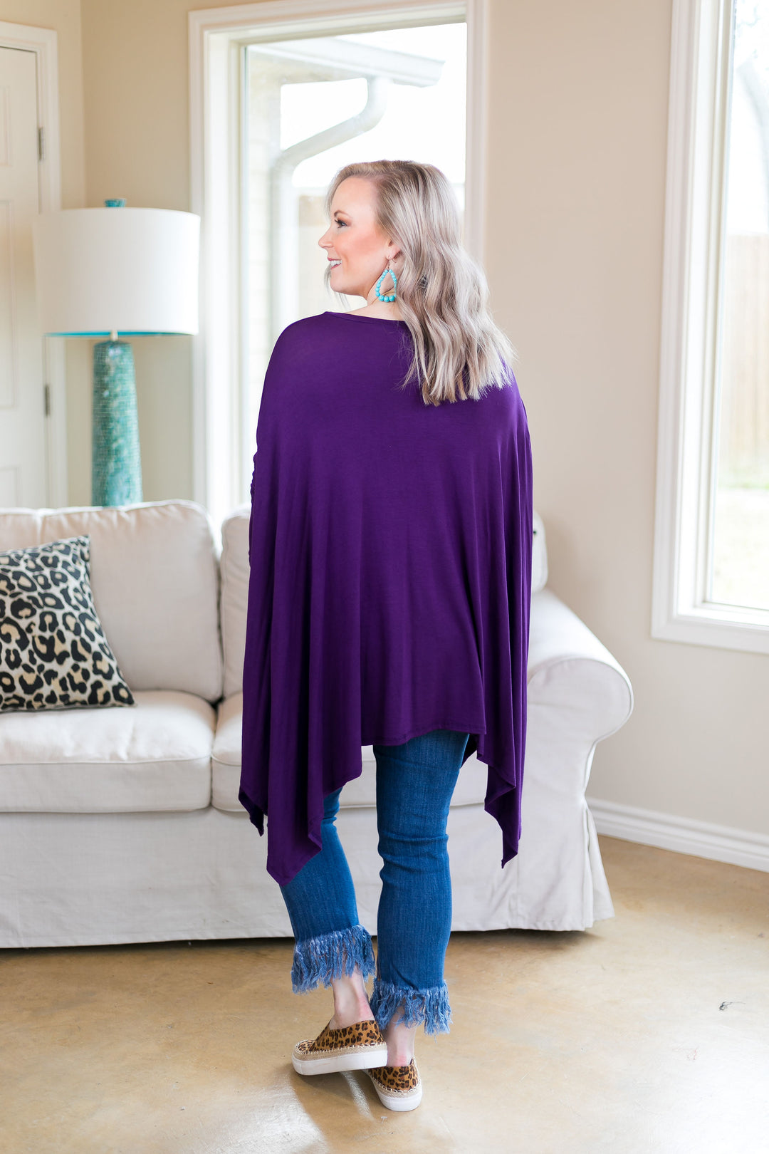 Last Chance Size Small & Med. | Perfect Getaway Handkerchief Top in Purple (Oversized) - Giddy Up Glamour Boutique