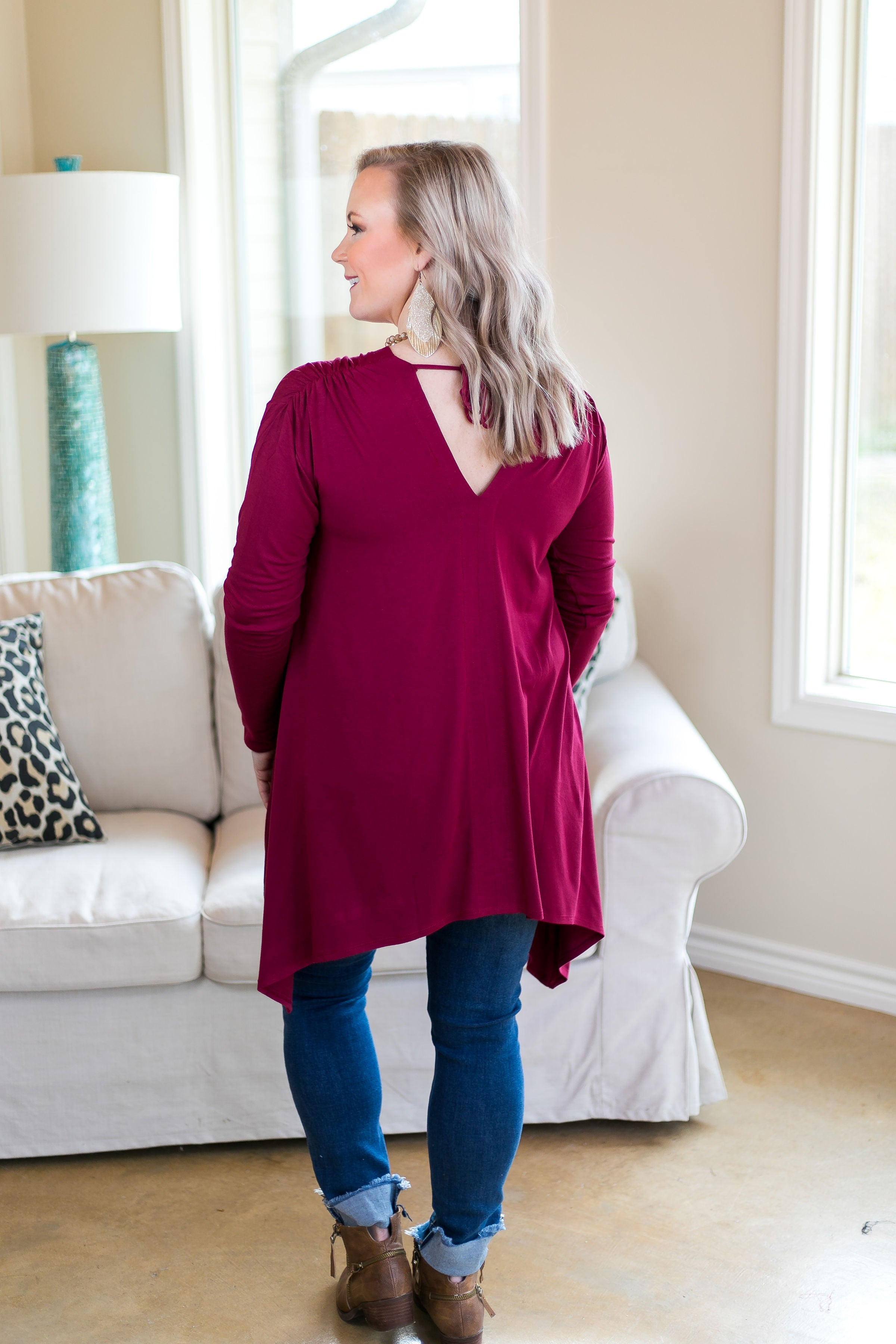 These Days Handkerchief Tunic in Maroon - Giddy Up Glamour Boutique
