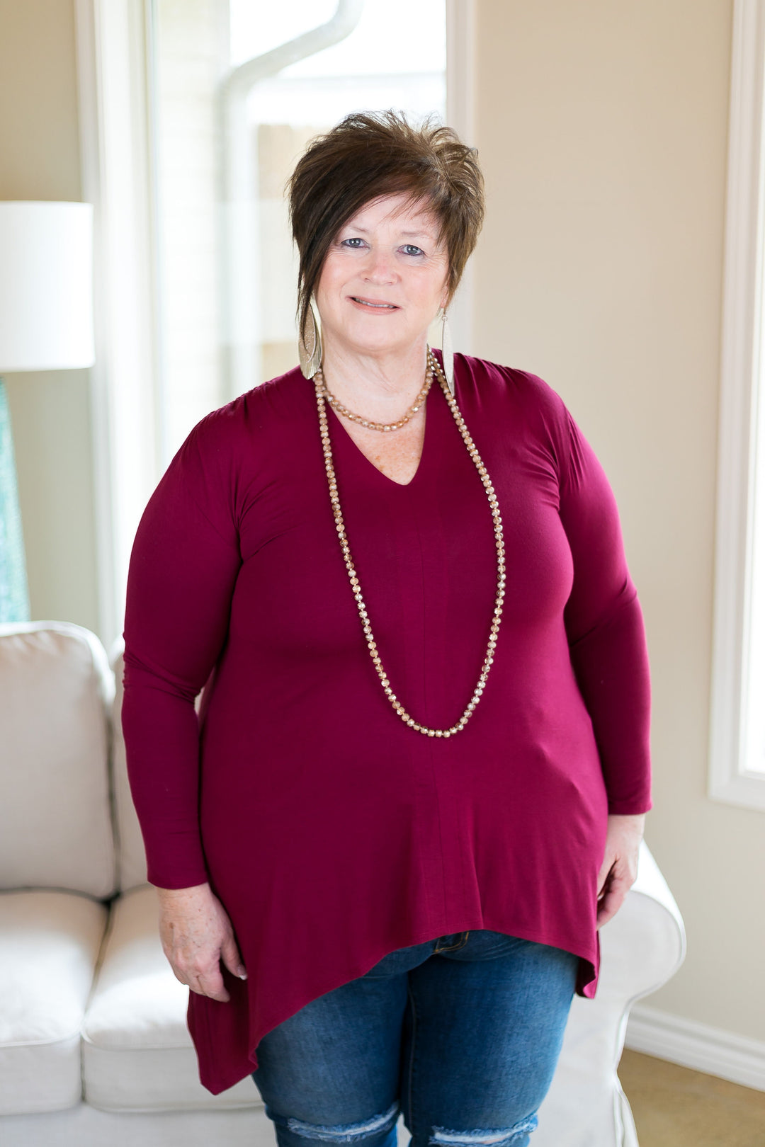 These Days Handkerchief Tunic in Maroon - Giddy Up Glamour Boutique