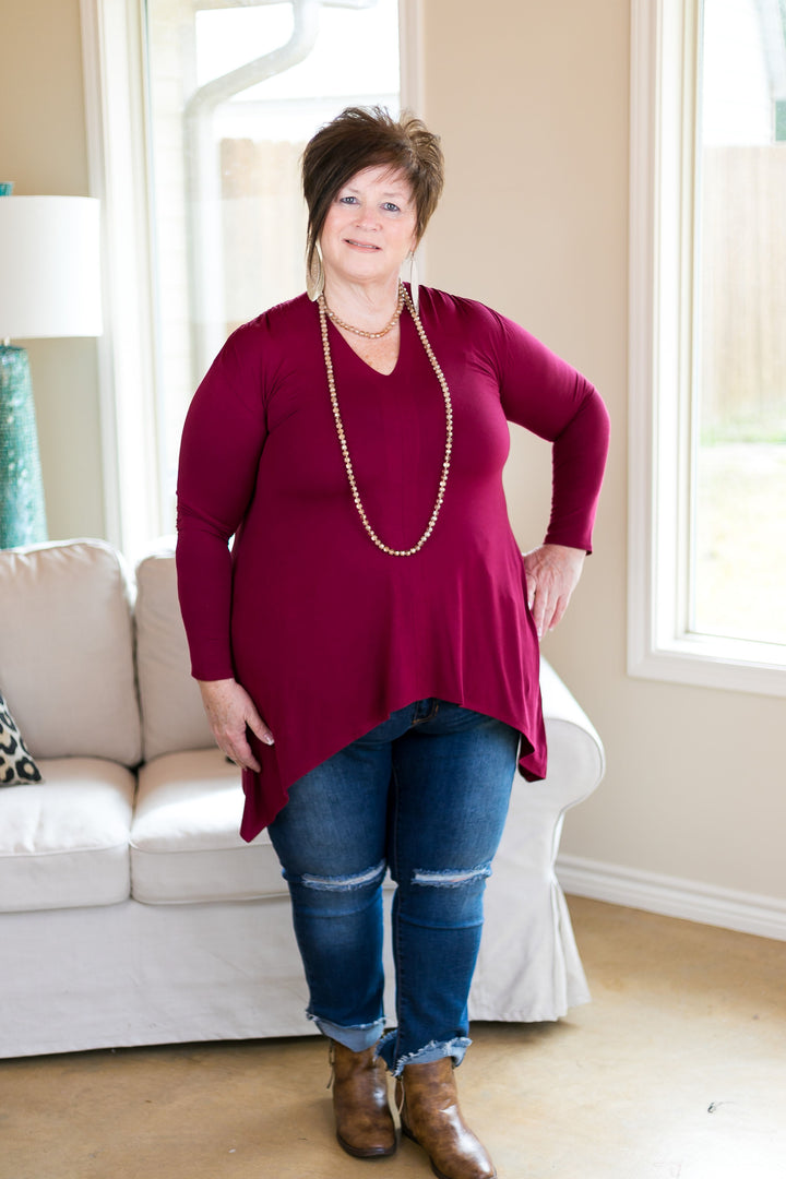These Days Handkerchief Tunic in Maroon - Giddy Up Glamour Boutique