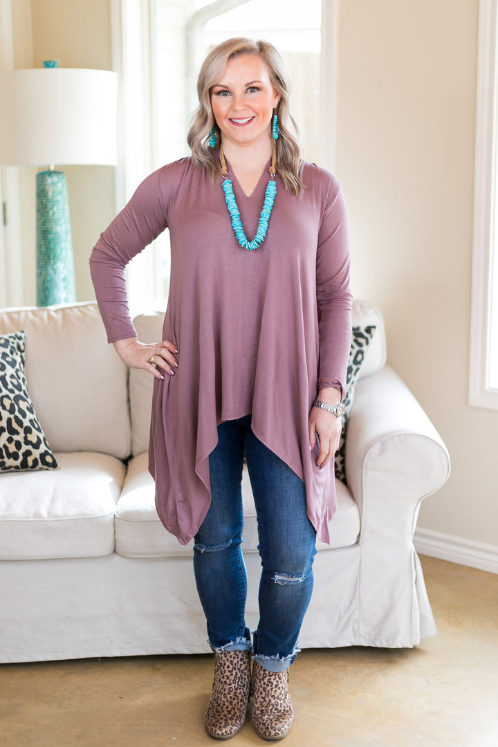 Last Chance Small & Medium | These Days Handkerchief Tunic in Mocha - Giddy Up Glamour Boutique