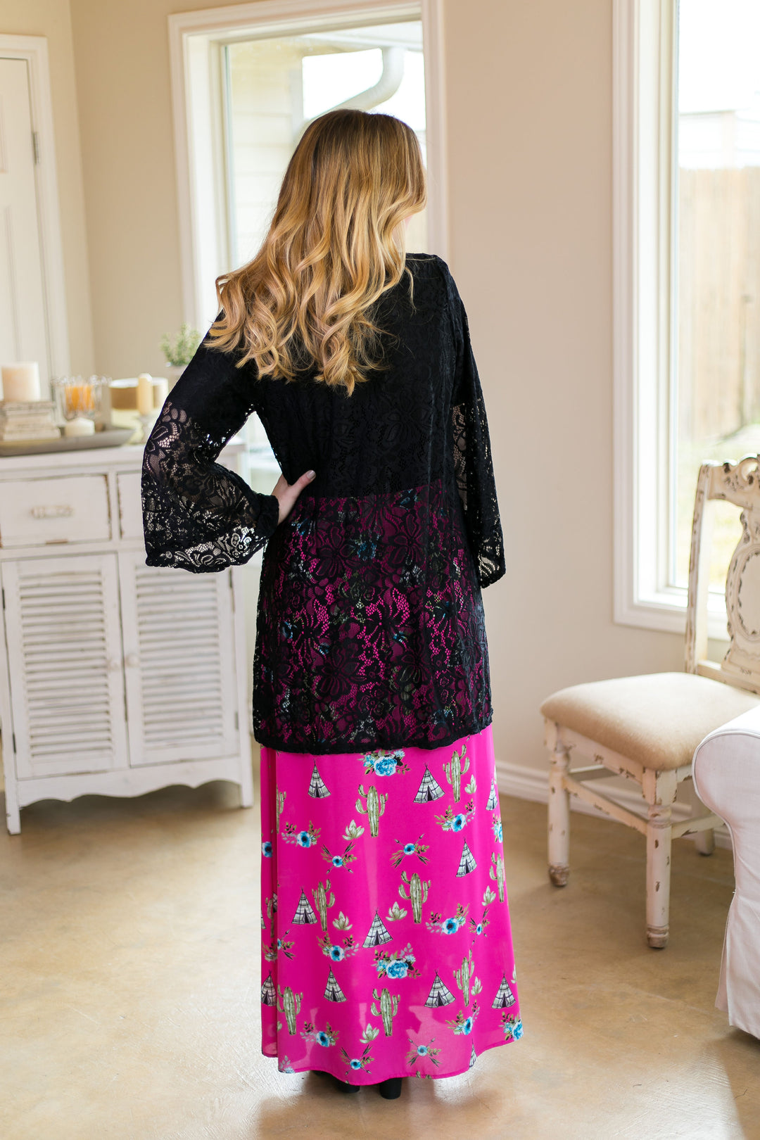 One in a Million Tee Pee and Cactus Maxi Skort in Hot Pink - Giddy Up Glamour Boutique