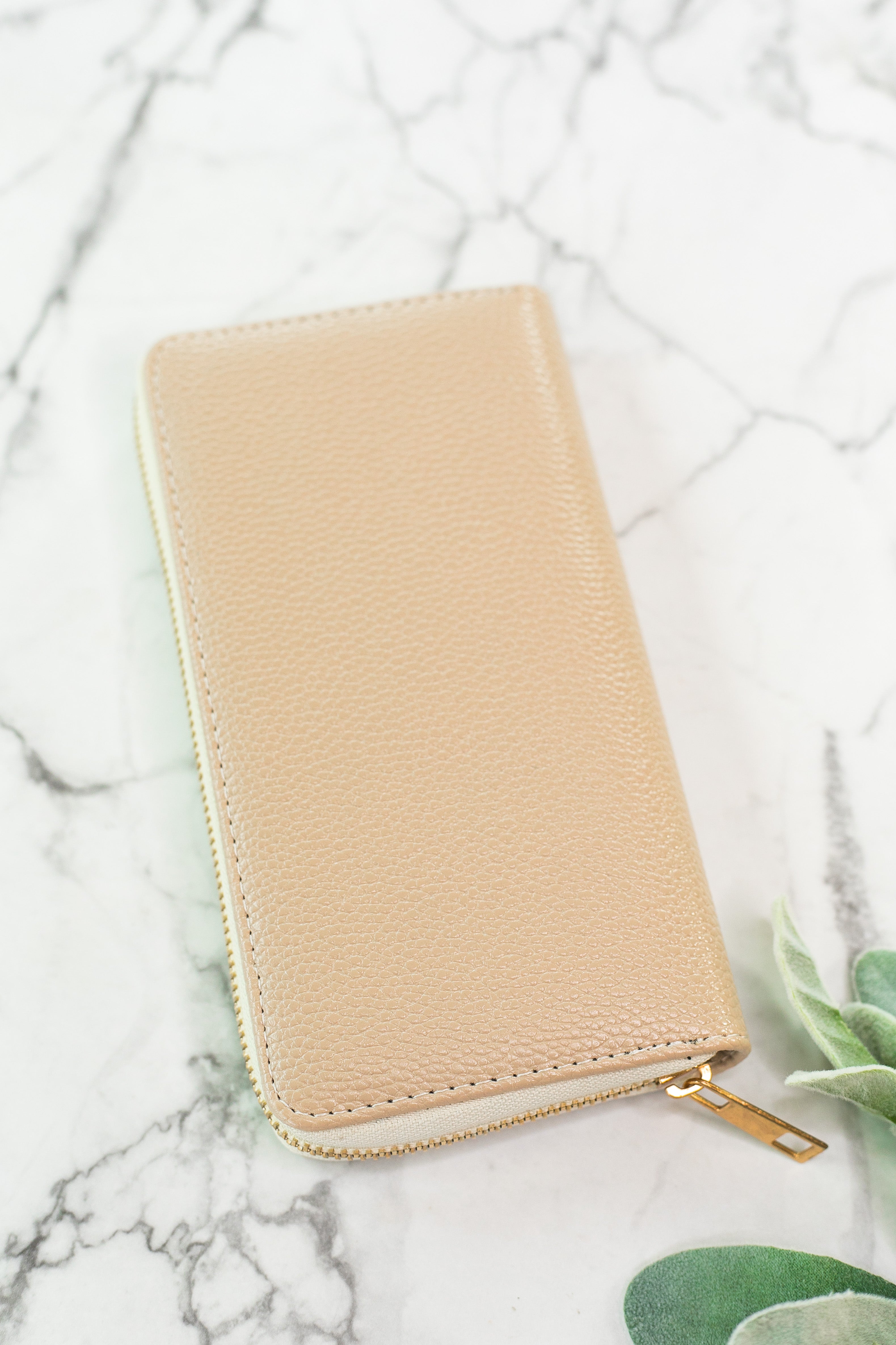 Nude Zip-Around Wallet - Giddy Up Glamour Boutique
