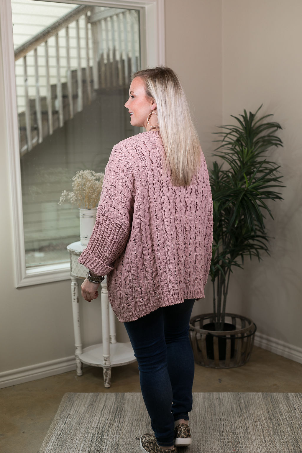 On My Level Chenille Cable Knit Pullover Sweater in Mauve Pink - Giddy Up Glamour Boutique