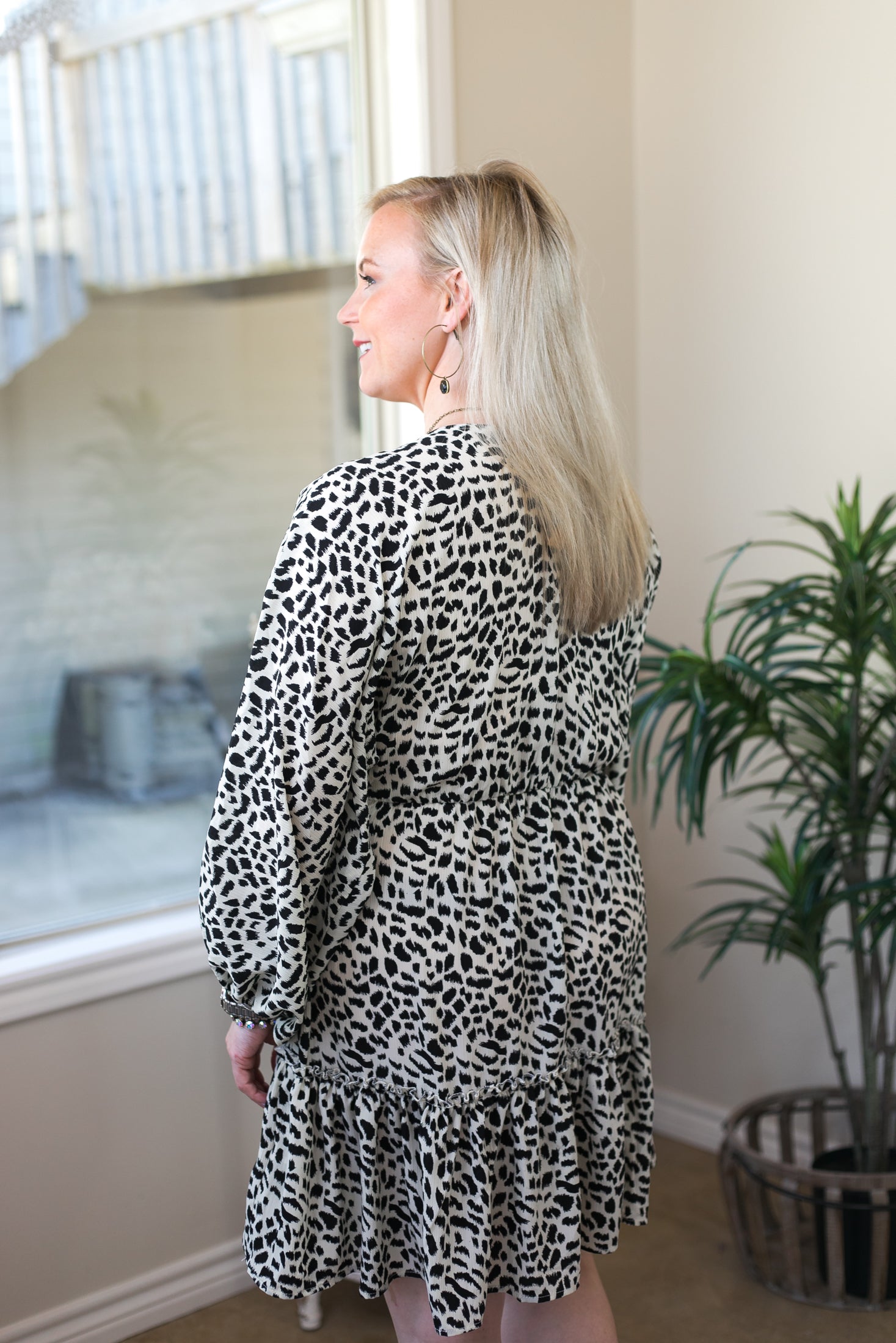 Always Fierce Cheetah Spotted Dress with Front Tie in Ivory - Giddy Up Glamour Boutique