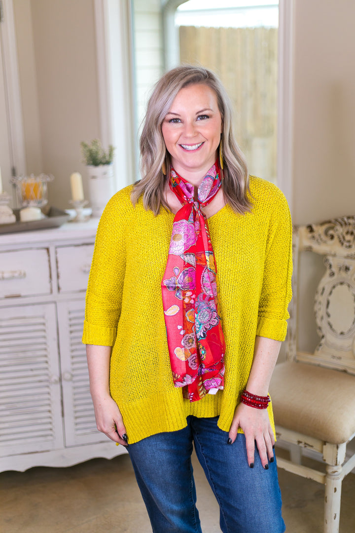 Top of the Tie Paisley and Floral Scarf in Red - Giddy Up Glamour Boutique