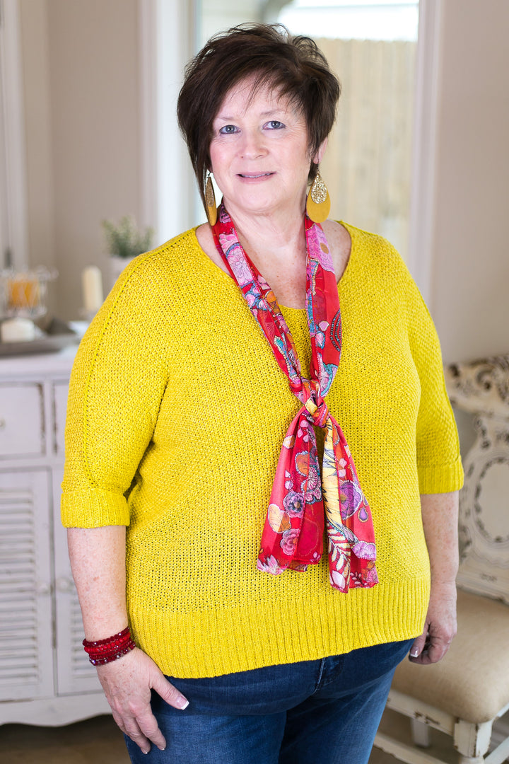 Top of the Tie Paisley and Floral Scarf in Red - Giddy Up Glamour Boutique