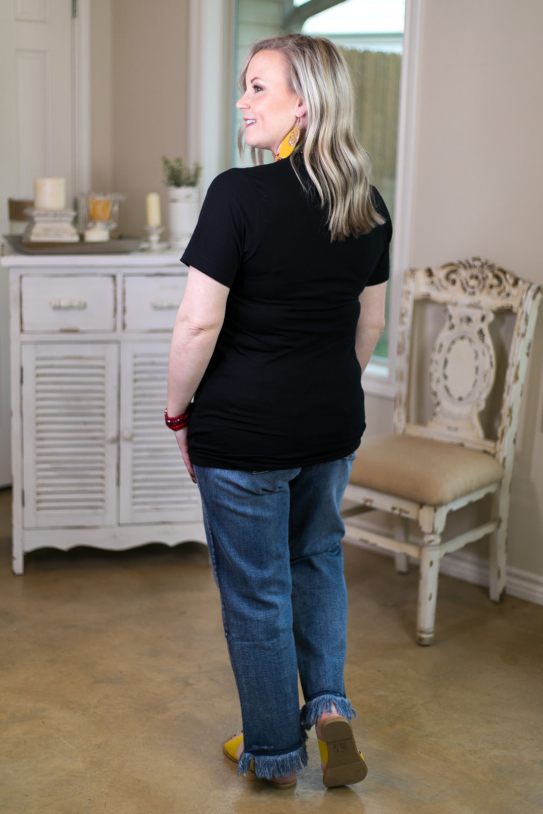 Serape Show Mom Short Sleeve Tee Shirt in Black - Giddy Up Glamour Boutique