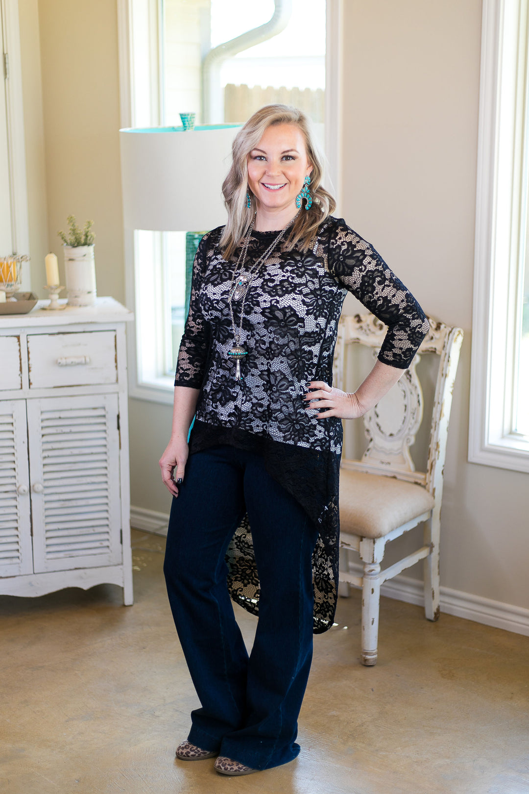 Last Chance S & M | My Next Escapade Lace High Low Top in Black - Giddy Up Glamour Boutique