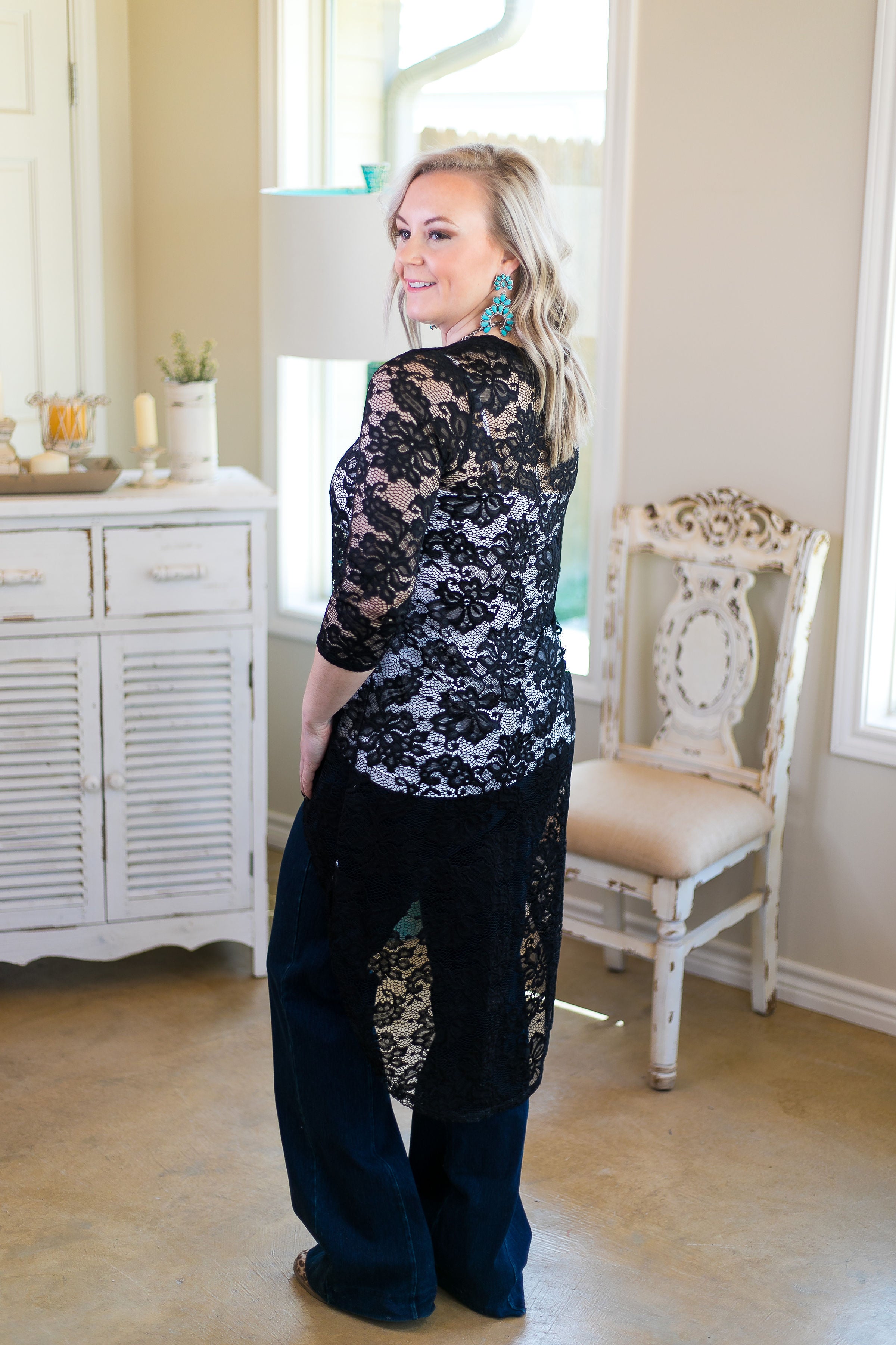 Last Chance S & M | My Next Escapade Lace High Low Top in Black - Giddy Up Glamour Boutique