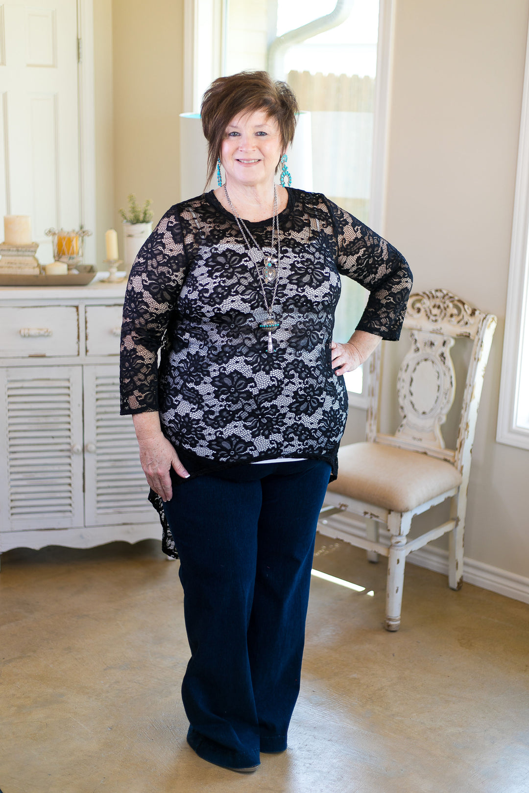 Last Chance S & M | My Next Escapade Lace High Low Top in Black - Giddy Up Glamour Boutique