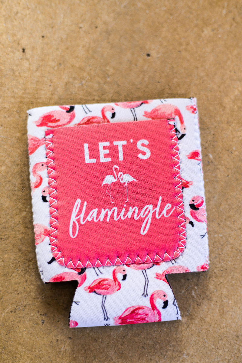Let's Flamingle Flamingo Pocket Koozie