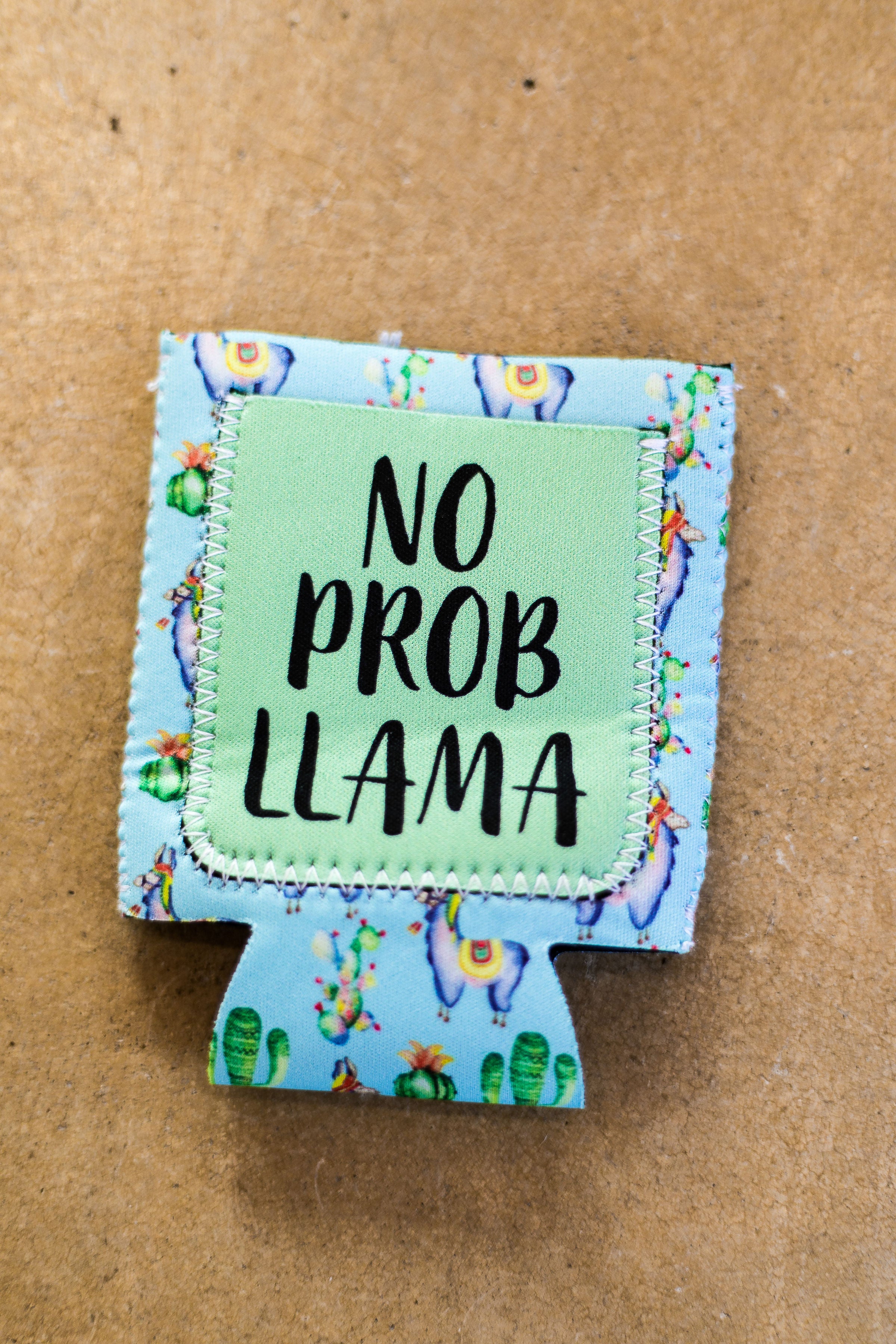 No Prob Llama Cactus and Llama Print Pocket Koozie - Giddy Up Glamour Boutique
