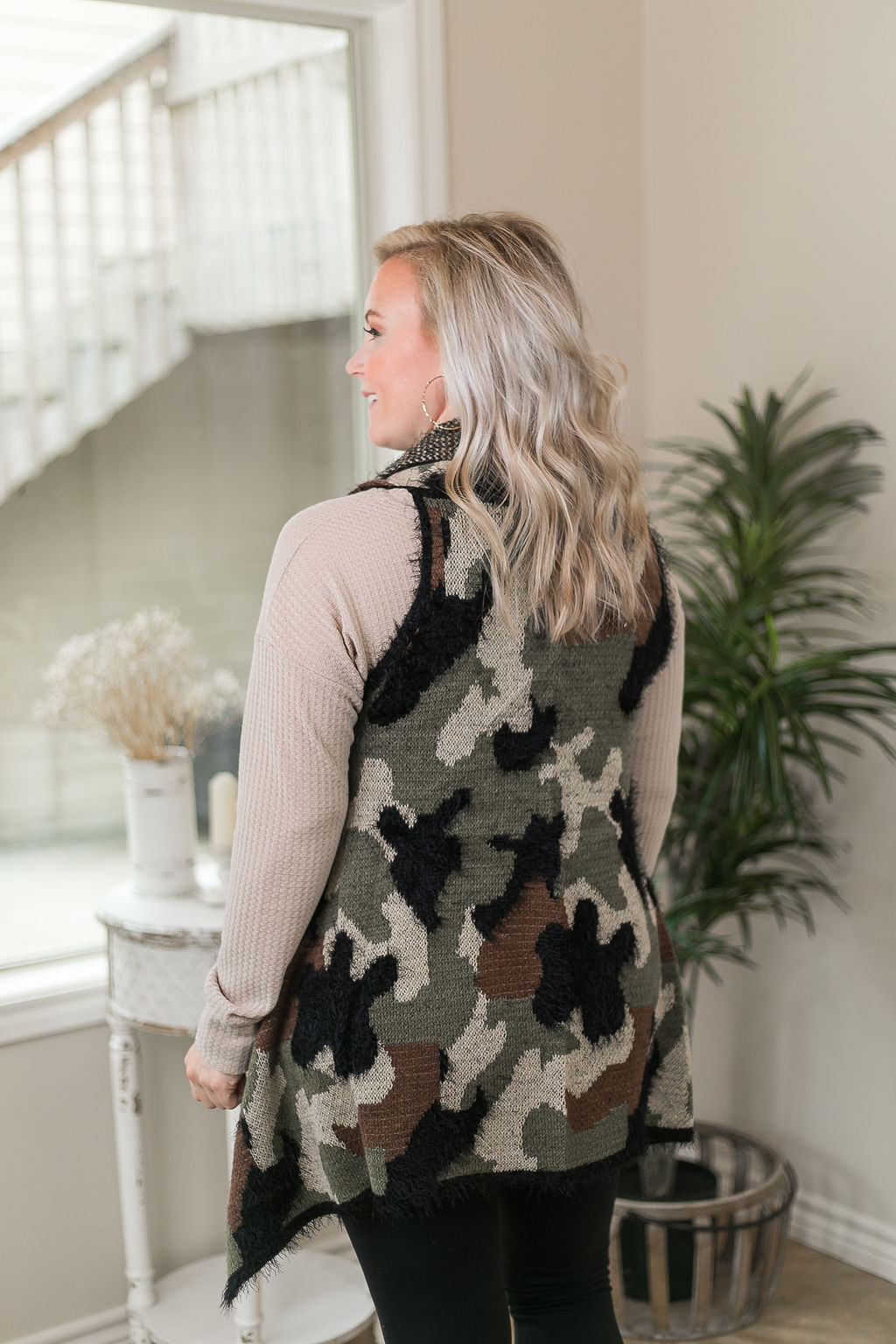 Simply Sweet Super Soft Print Eyelash Sweater Vest in Camouflage - Giddy Up Glamour Boutique
