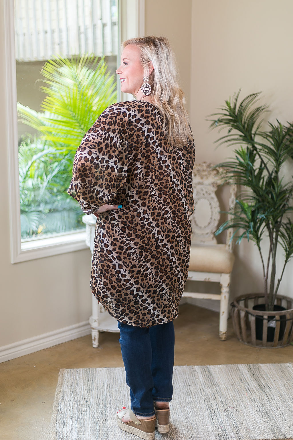 Last Chance Size 3XL | Inner Wild Side Sheer Kimono in Leopard - Giddy Up Glamour Boutique