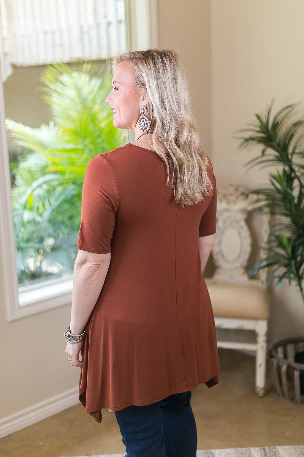 Whenever This Happens Solid Handkerchief Tunic Top in Tobacco Brown - Giddy Up Glamour Boutique