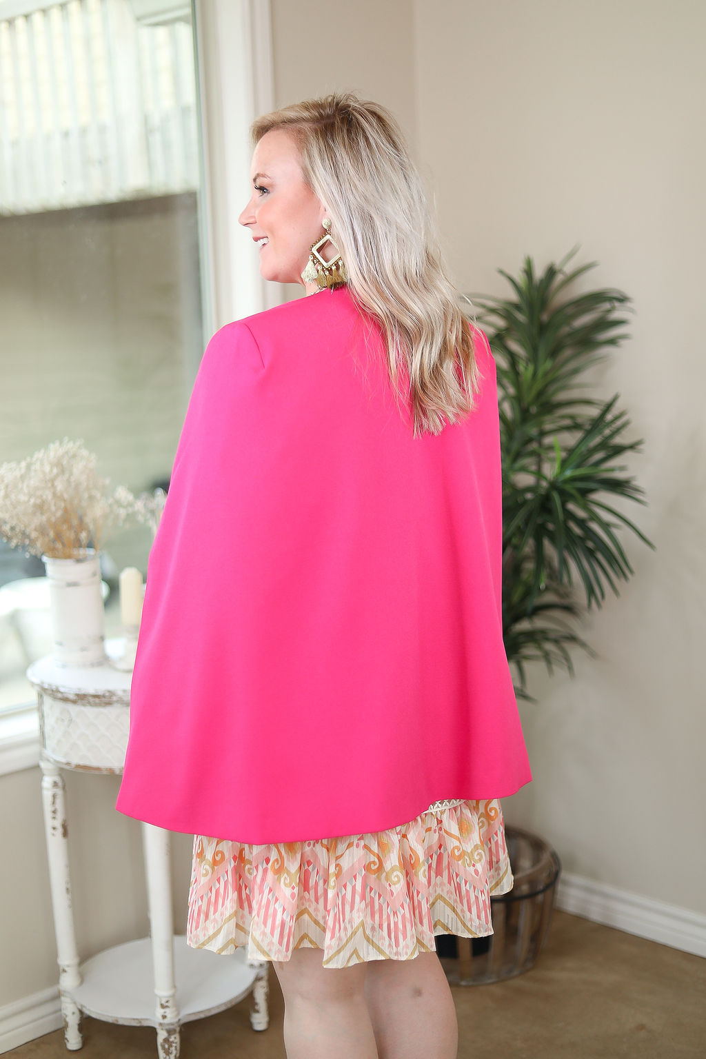 Serious Business Cape Blazer in Fuchsia - Giddy Up Glamour Boutique