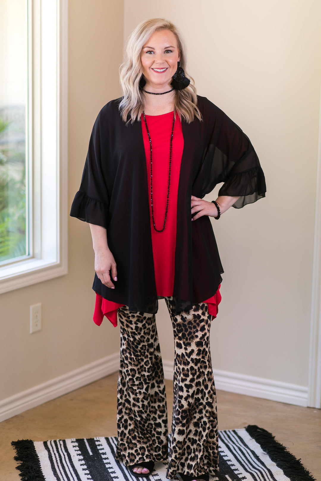 women's missy curvy girl fashions plus size kimono duster cover up boutique trendy sheer black