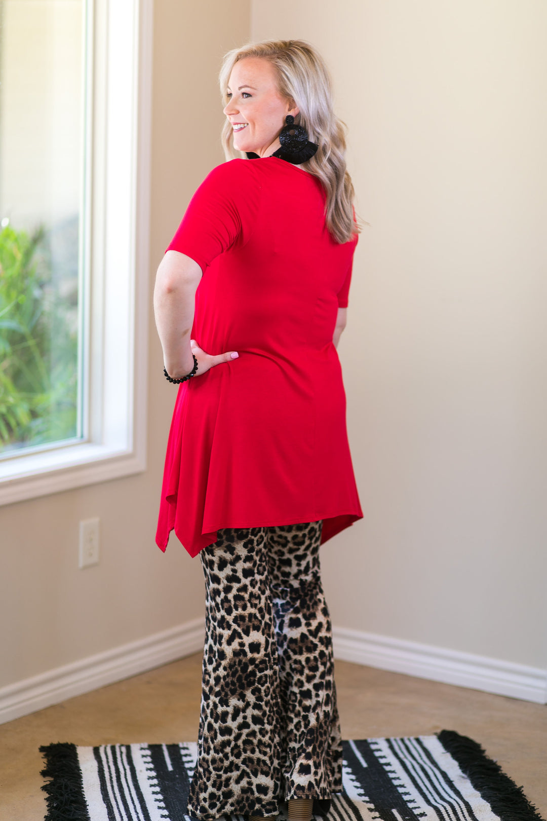 Whenever this happens Women's trendy plus size boutique clothing solid handkerchief tunic shirt top blouse affordable 4th of July Patriotic Valentines Outfit Christmas Red