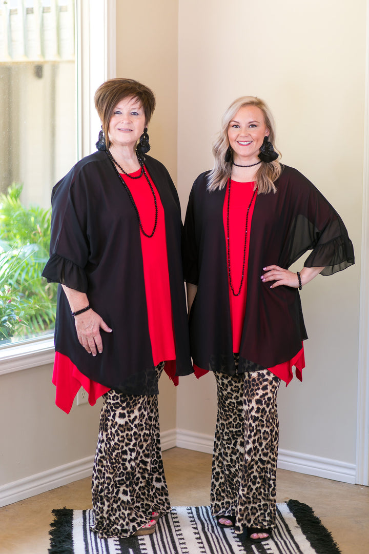 women's missy curvy girl fashions plus size kimono duster cover up boutique trendy sheer black