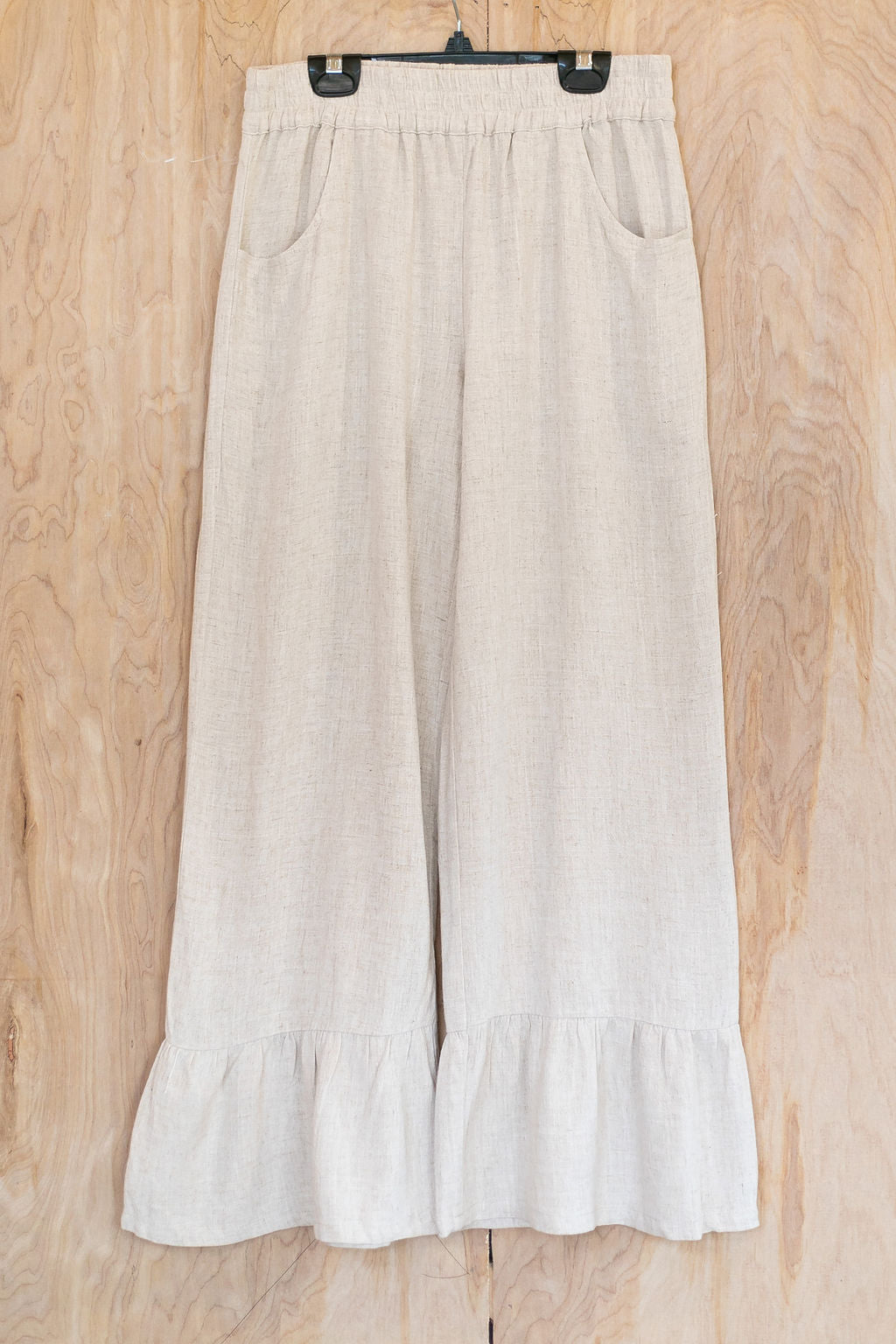 True Statement Wide Leg Linen Pants in Oatmeal Ivory - Giddy Up Glamour Boutique