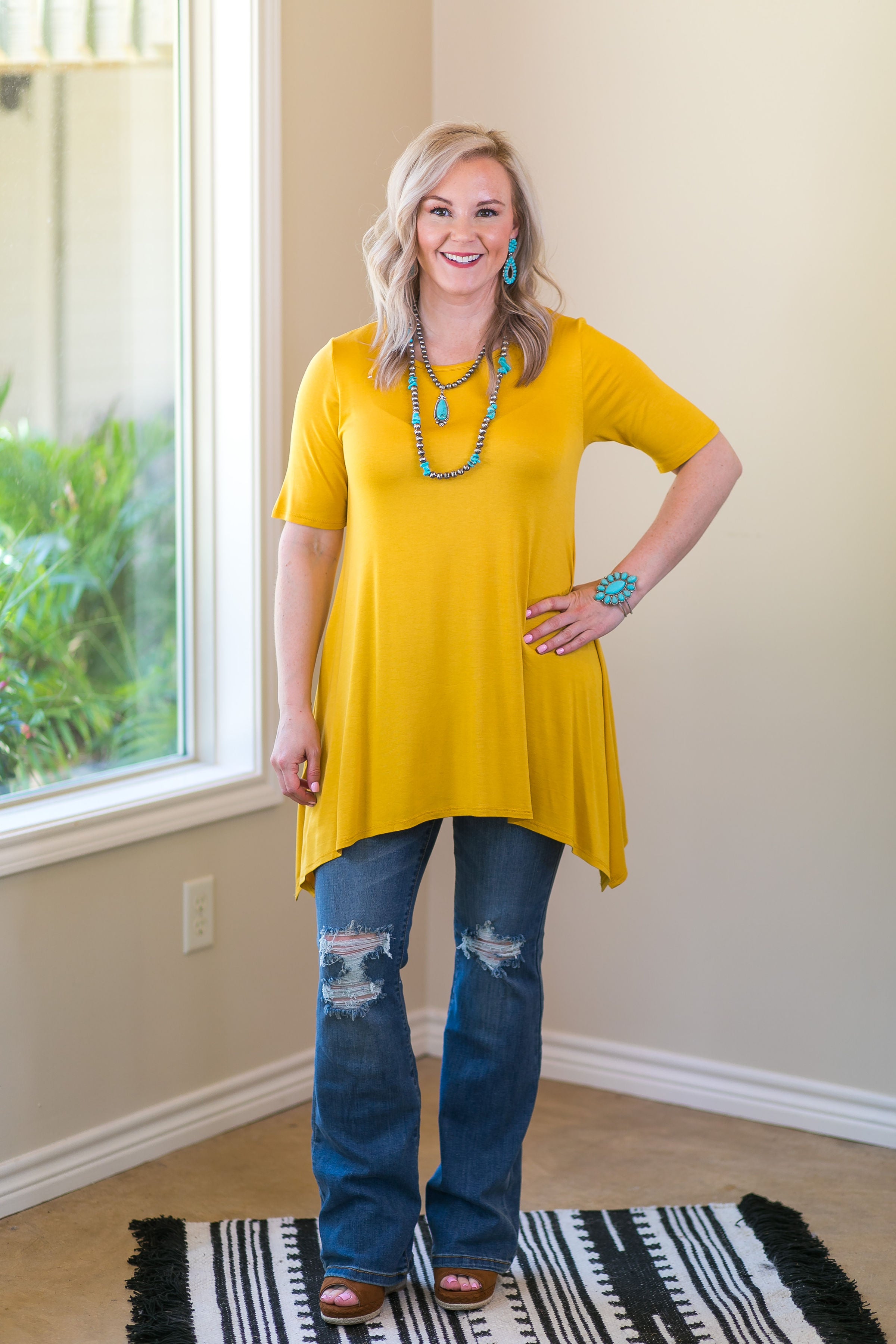 yellow tunic shirt