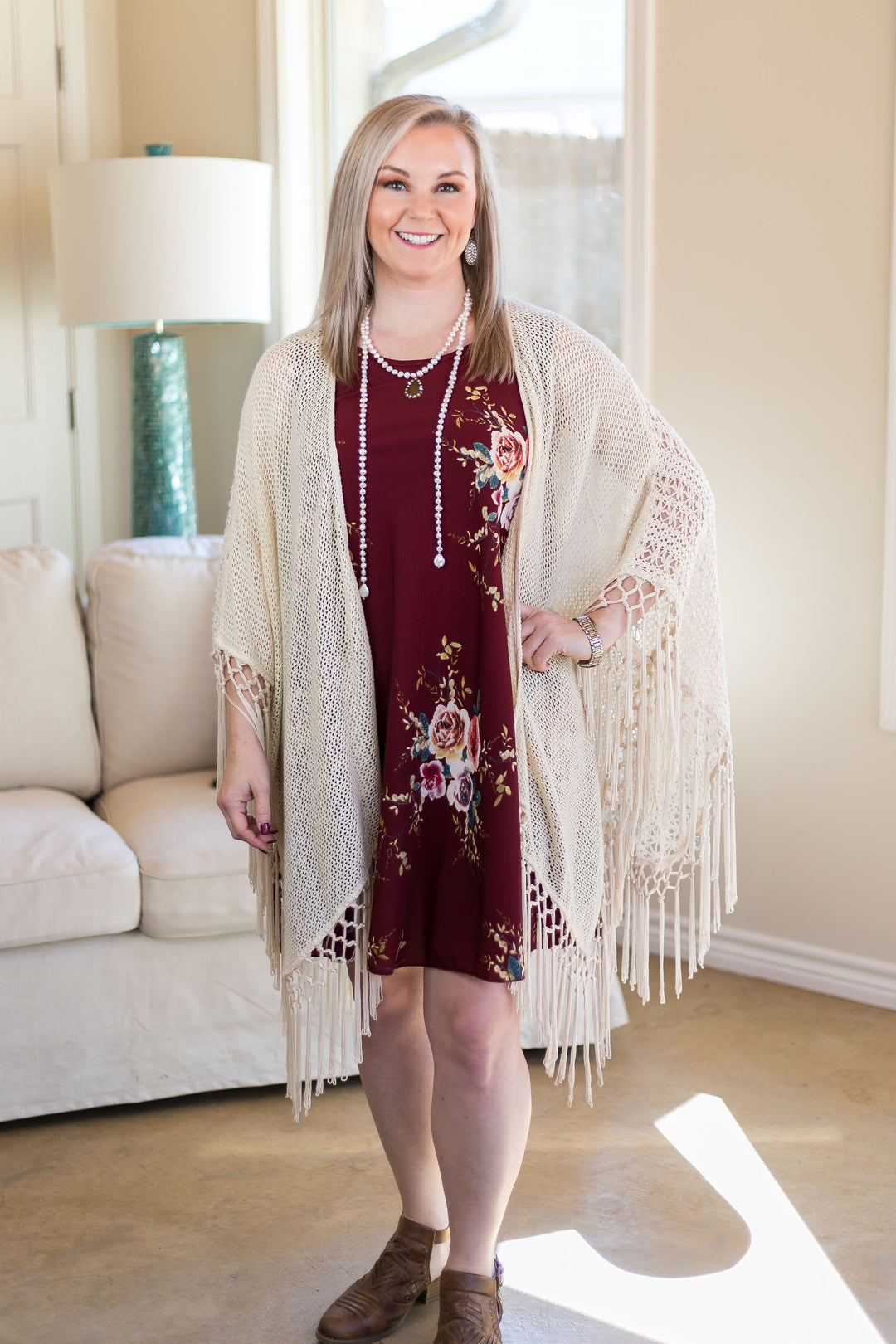 Last Chance Size S/M | What I'm About Floral A Line Dress in Maroon - Giddy Up Glamour Boutique