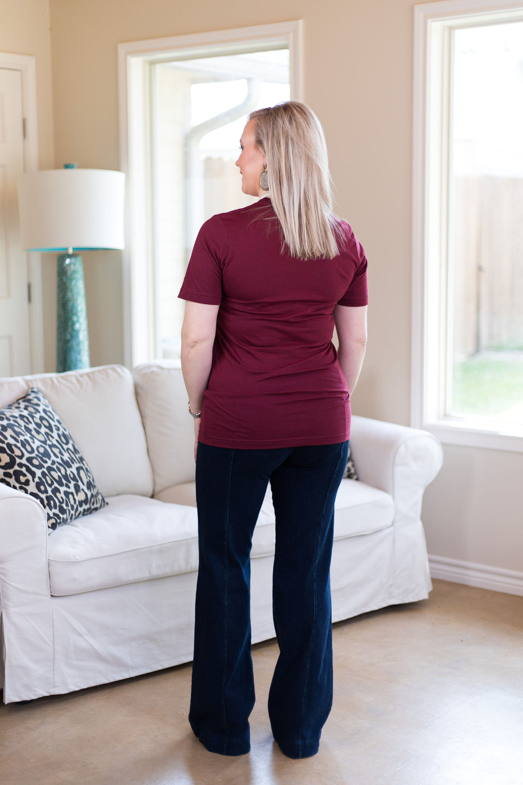 Last Chance Size Small | Gobble Til You Wobble Shop Til You Drop Short Sleeve Tee Shirt in Maroon - Giddy Up Glamour Boutique