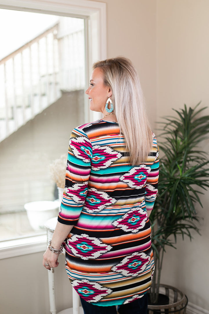 As You Wish Aztec Print Baby Doll Top in Magenta and Gold - Giddy Up Glamour Boutique