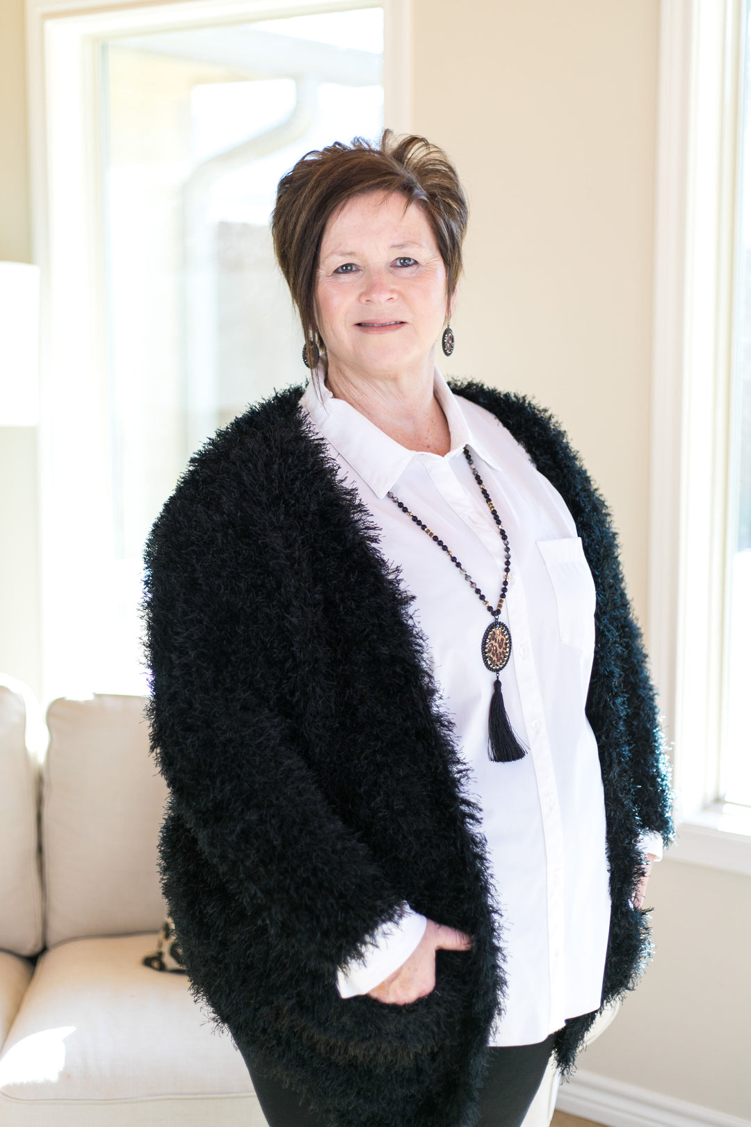 Make Things Grand High Pile Jacket in Black - Giddy Up Glamour Boutique