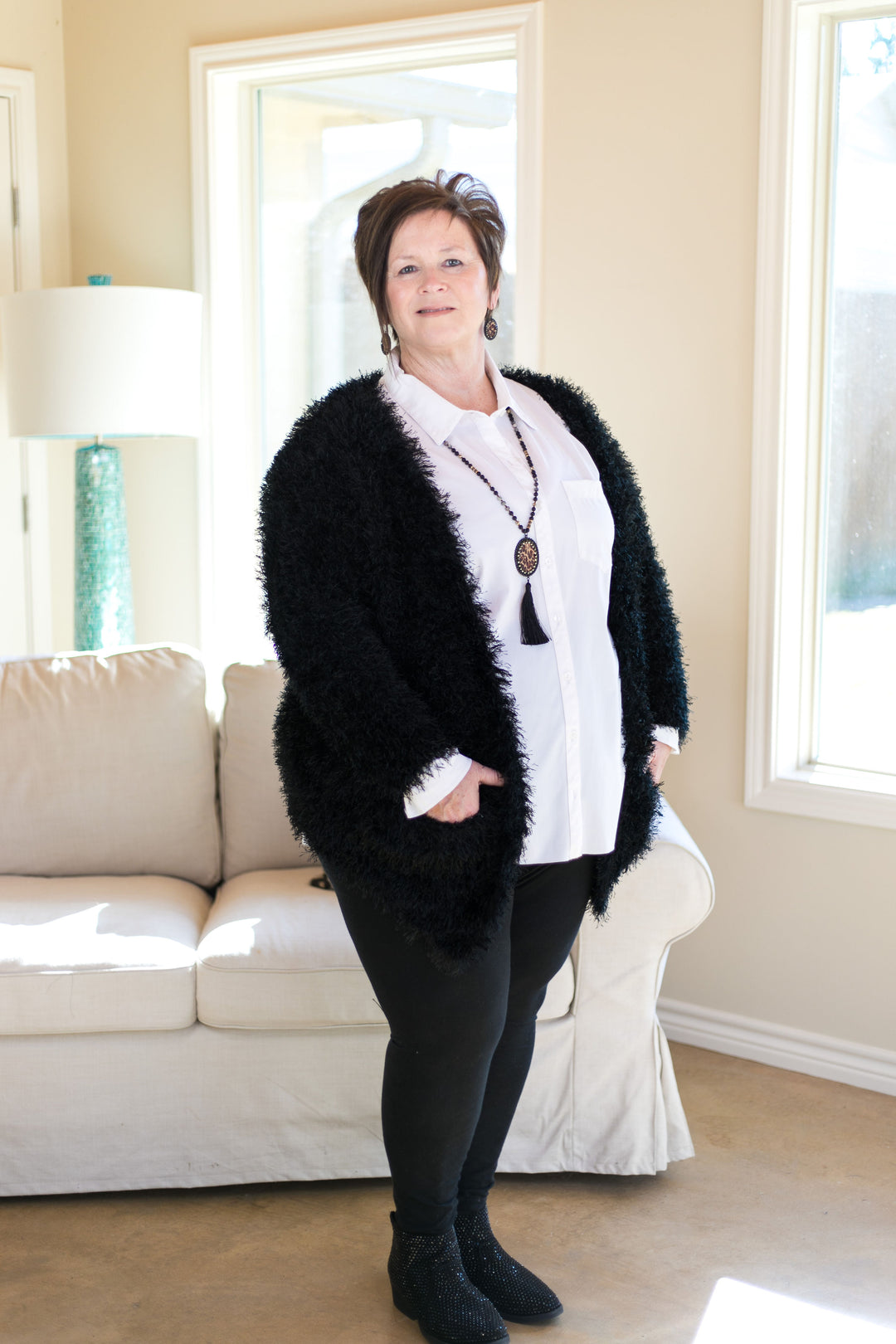 Make Things Grand High Pile Jacket in Black - Giddy Up Glamour Boutique