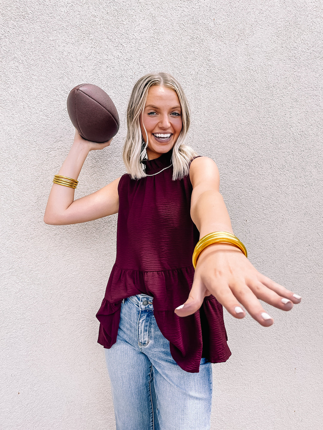 Days In the Sun High Neck Tiered Tank Top in Maroon - Giddy Up Glamour Boutique
