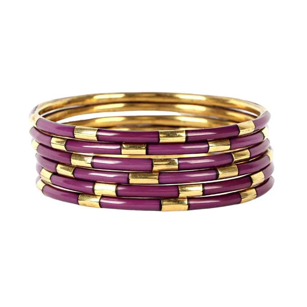 BuDhaGirl | Set of Six | Veda Bangles in Amethyst - Giddy Up Glamour Boutique