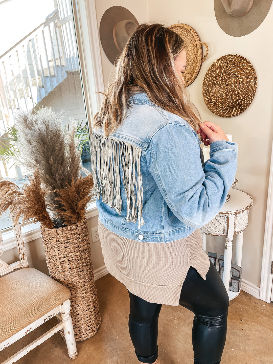 Everybody's Dancing Fringe Denim Jacket in Light Wash - Giddy Up Glamour Boutique