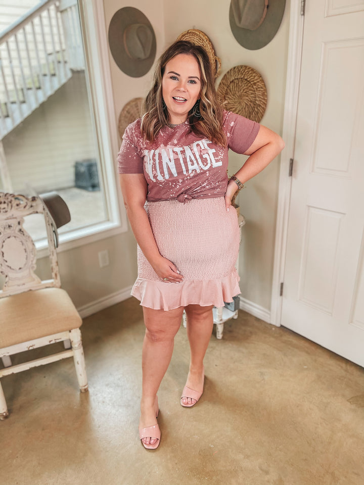 Spring Romance Smocked Skirt with Ruffle Trim in Blush Pink - Giddy Up Glamour Boutique