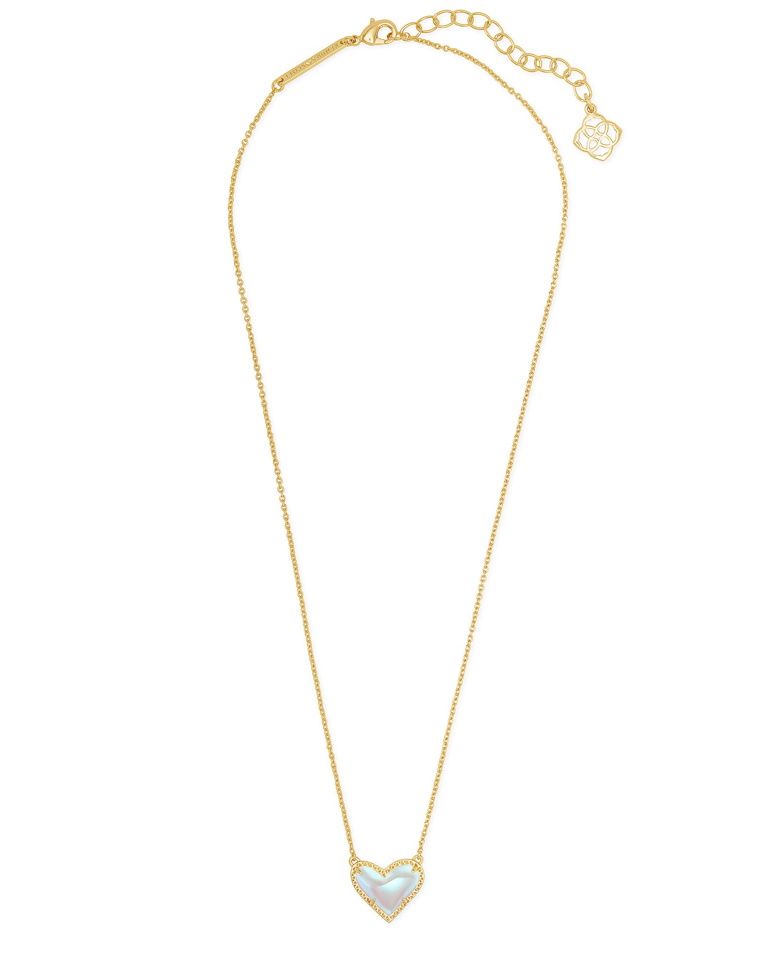 Kendra Scott | Ari Heart Gold Pendant Necklace in Dichroic Glass - Giddy Up Glamour Boutique