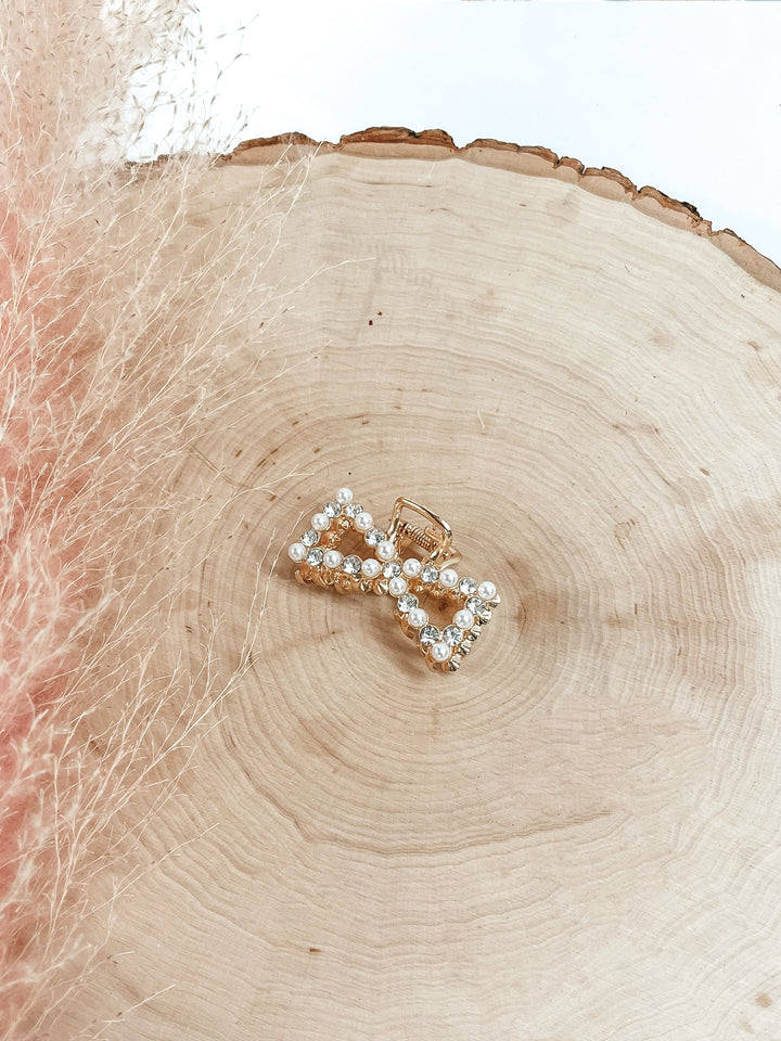 Buy 3 for $10 | Dainty Bow Shaped Embellished Hair Clip - Giddy Up Glamour Boutique