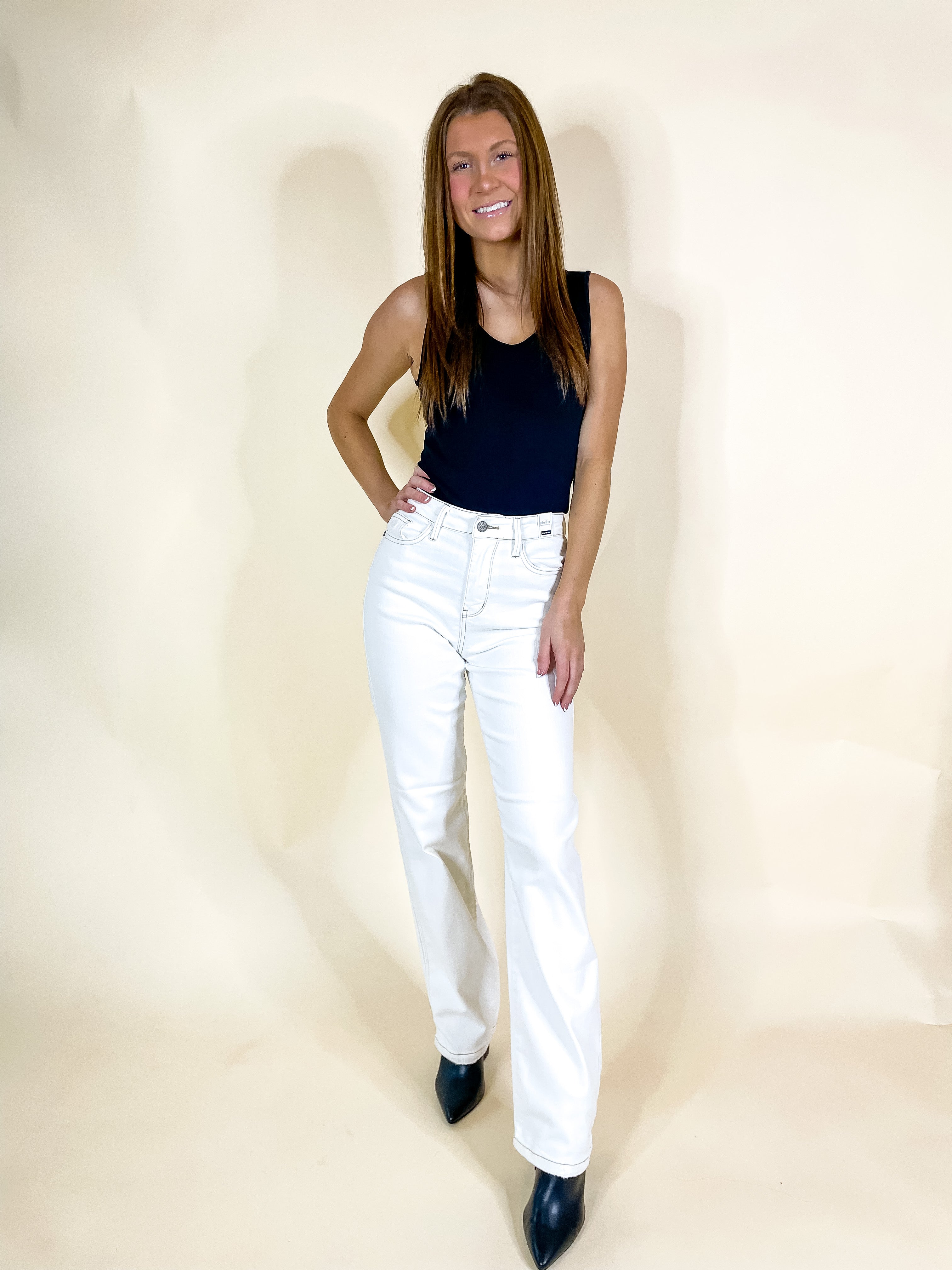 Judy Blue | Feeling My Best Straight Leg Jeans in Ecru - Giddy Up Glamour Boutique
