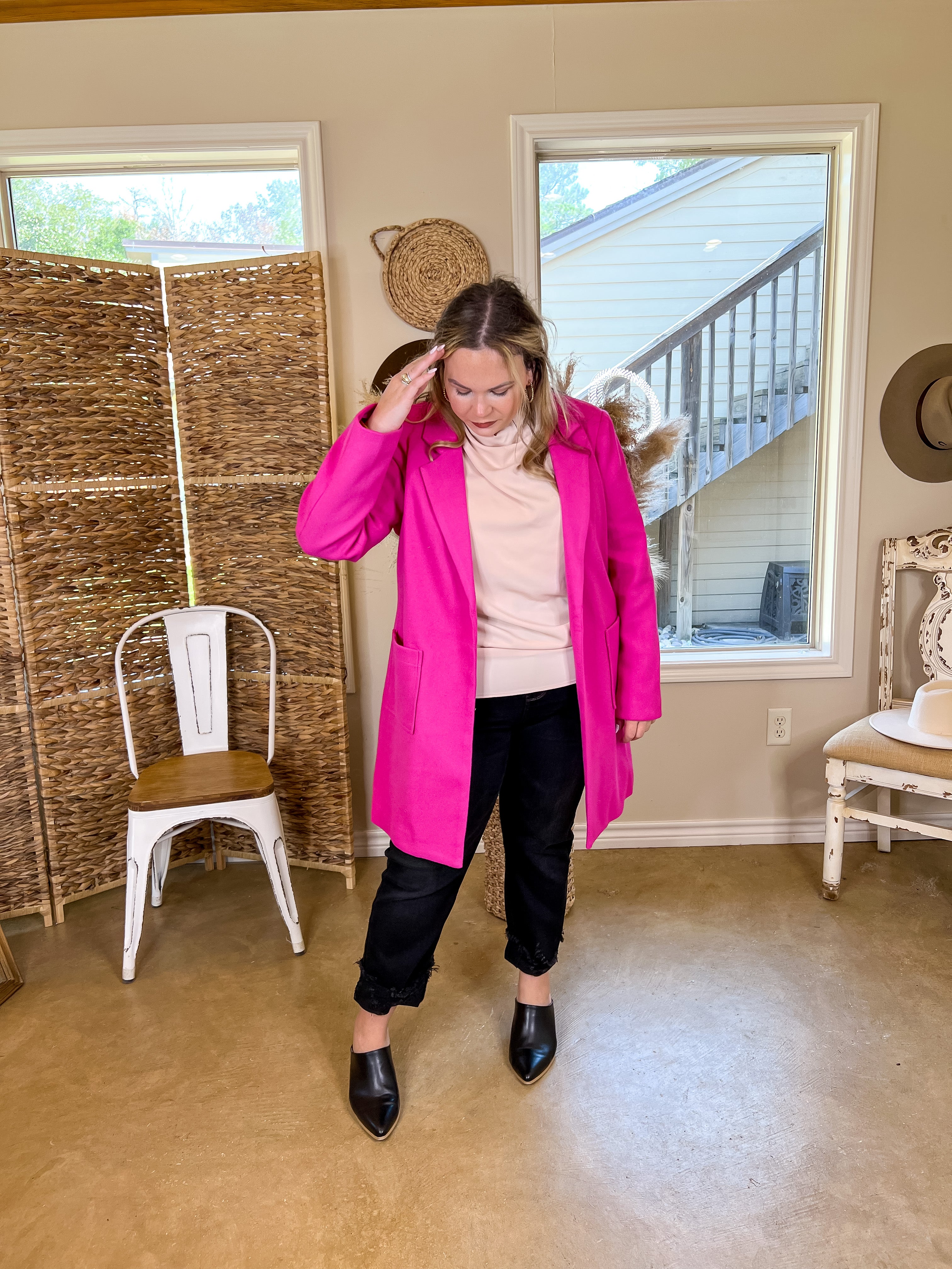 European Holiday Open Front Coat in Hot Pink - Giddy Up Glamour Boutique