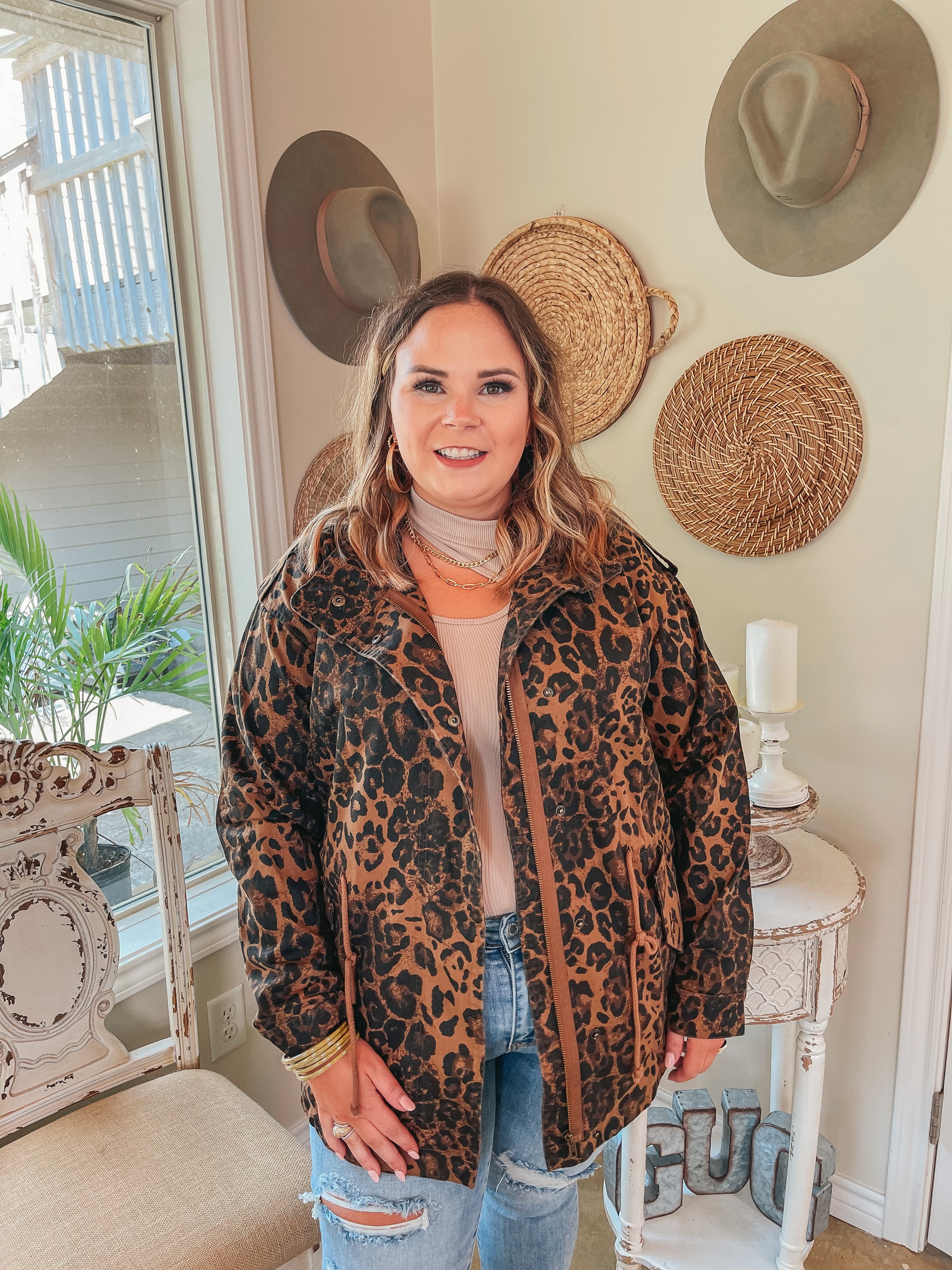 Colder Weather Button and Zip Up Utility Jacket in Leopard Print - Giddy Up Glamour Boutique