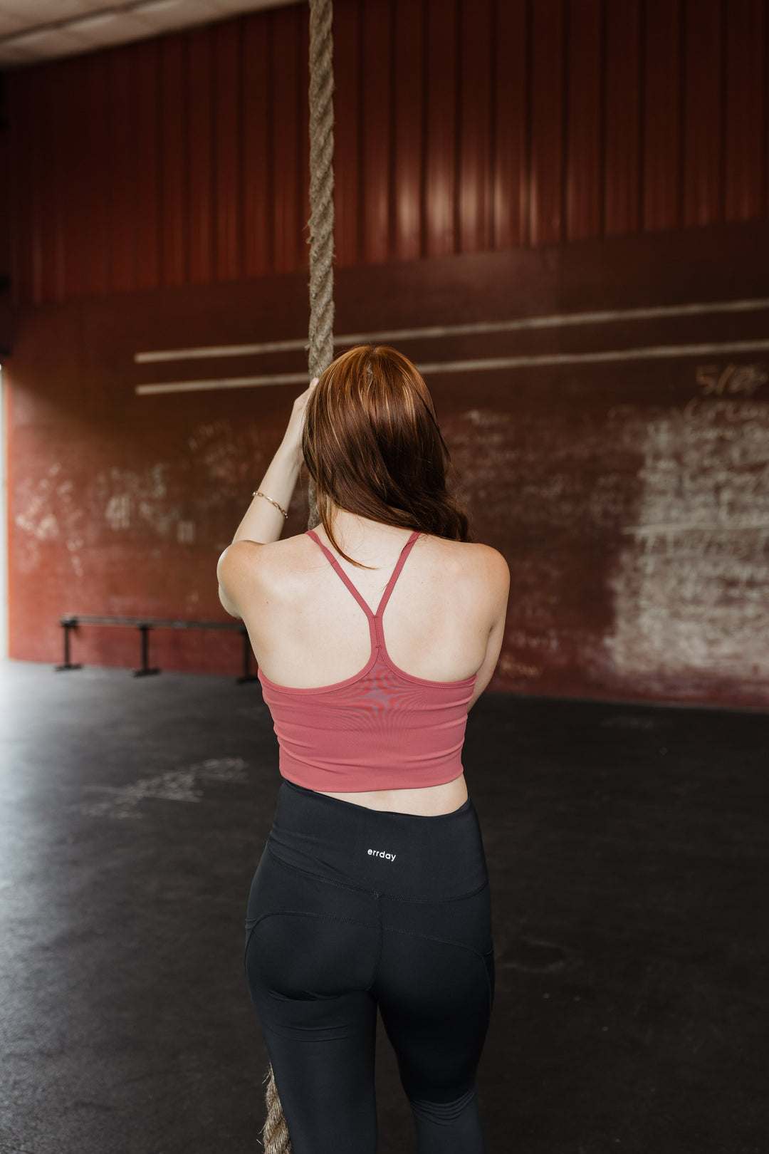 Lit & Fit Spaghetti Strap Sports Bra in Marsala Red - Giddy Up Glamour Boutique