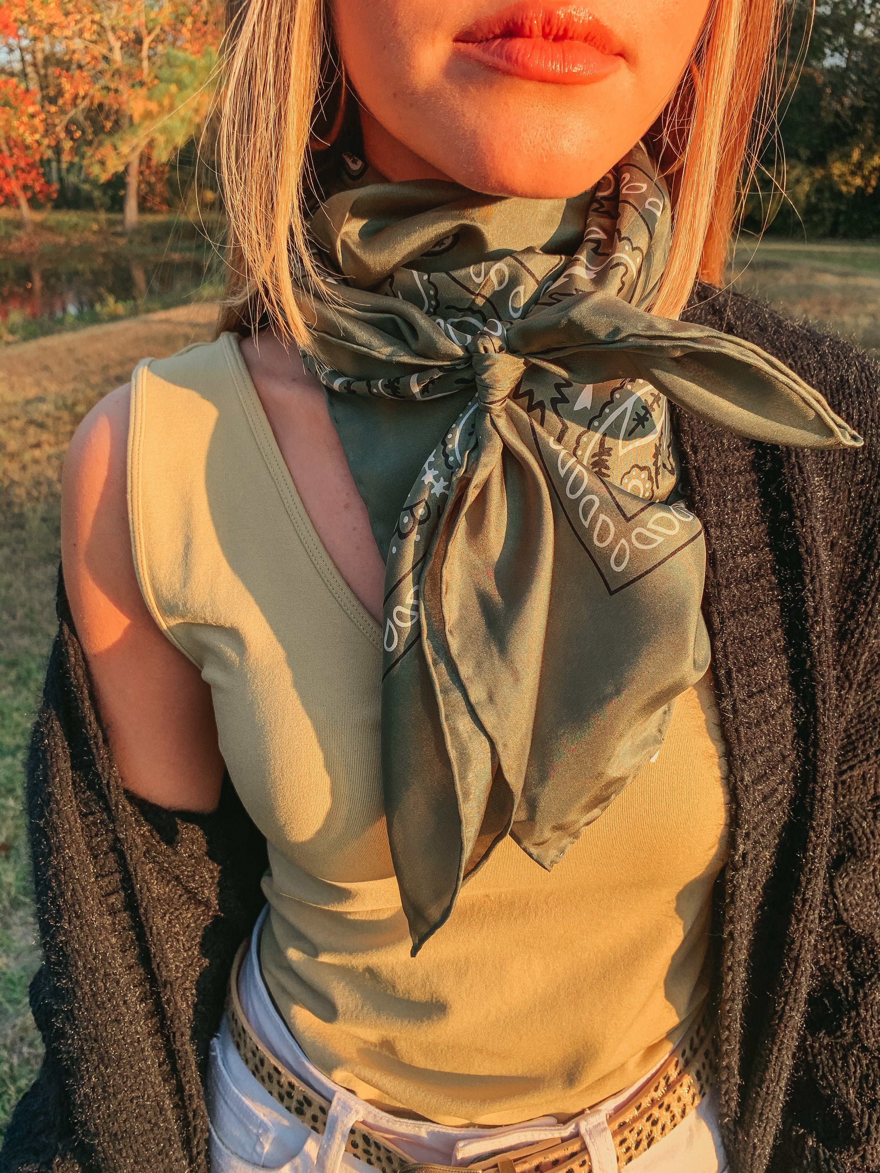 Bandana Wild Rag in Sage Green - Giddy Up Glamour Boutique