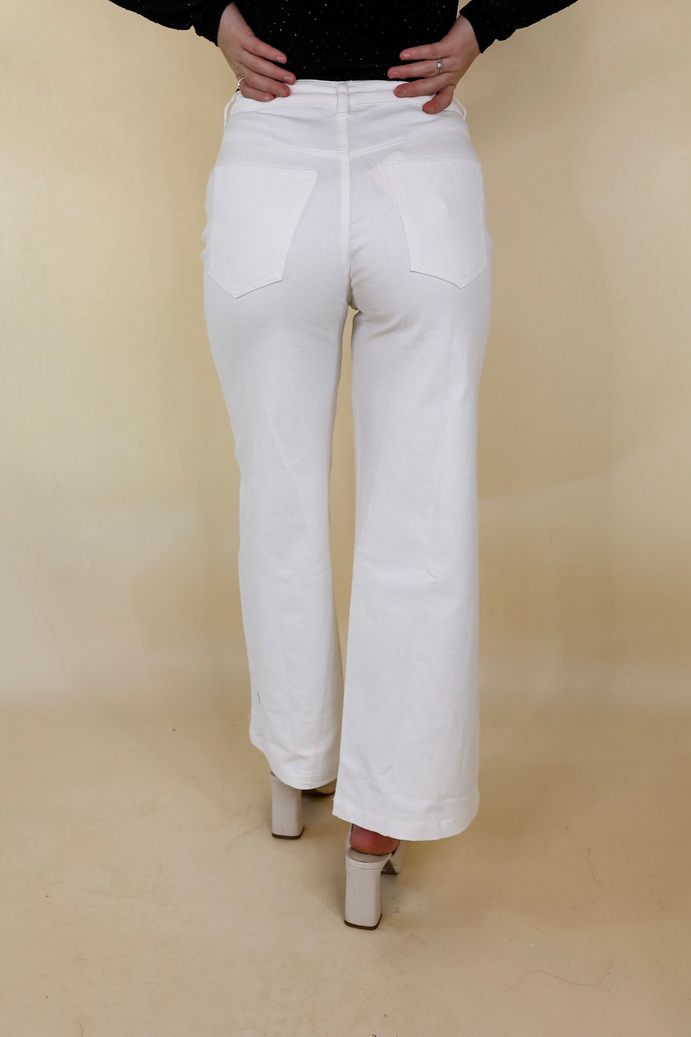 The Best Cropped Wide Leg Jeans in White - Giddy Up Glamour Boutique