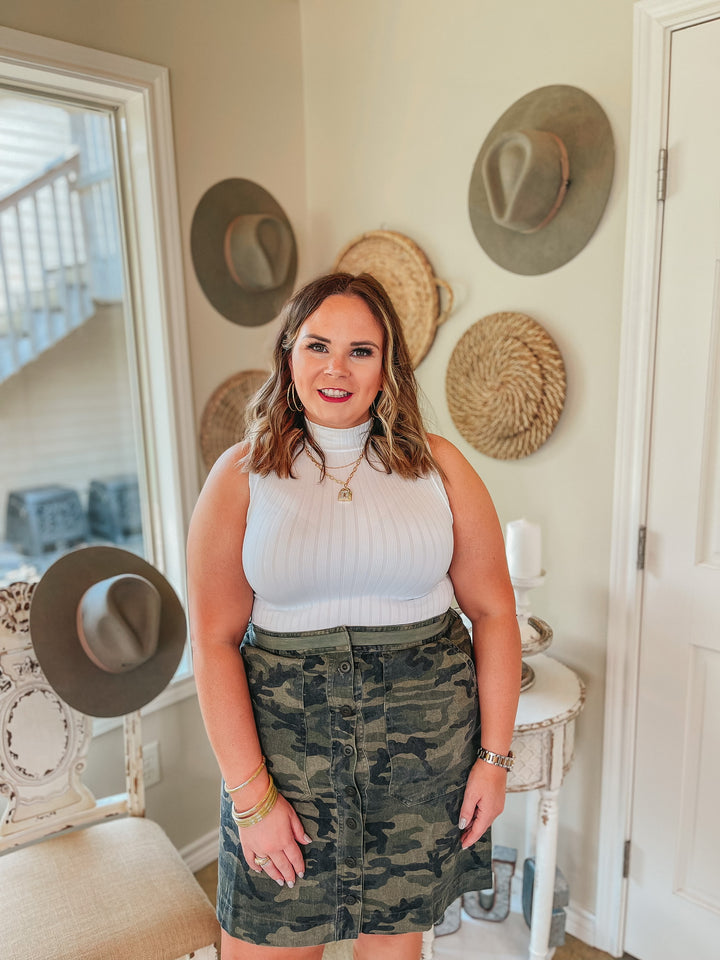 Watch Closely Button Up Skirt in Camouflage - Giddy Up Glamour Boutique