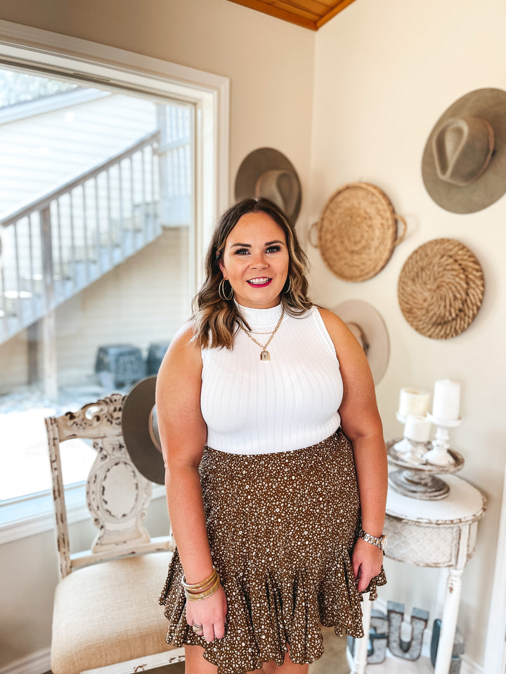 Newest Views Small Leopard Ruffle Skirt in Brown - Giddy Up Glamour Boutique