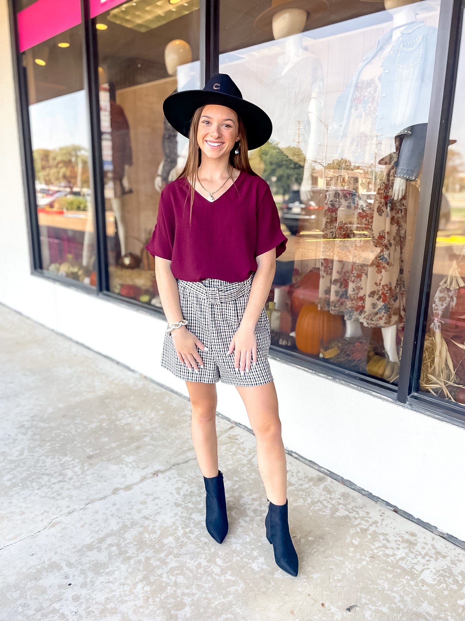 Lovely Dear V Neck Short Sleeve Solid Top in Maroon - Giddy Up Glamour Boutique