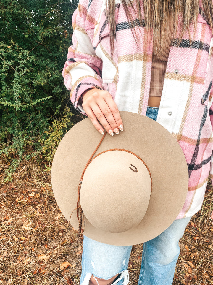 Charlie 1 Horse | Wanderlust Wool Felt Floppy Hat with Braided Band in Sand - Giddy Up Glamour Boutique