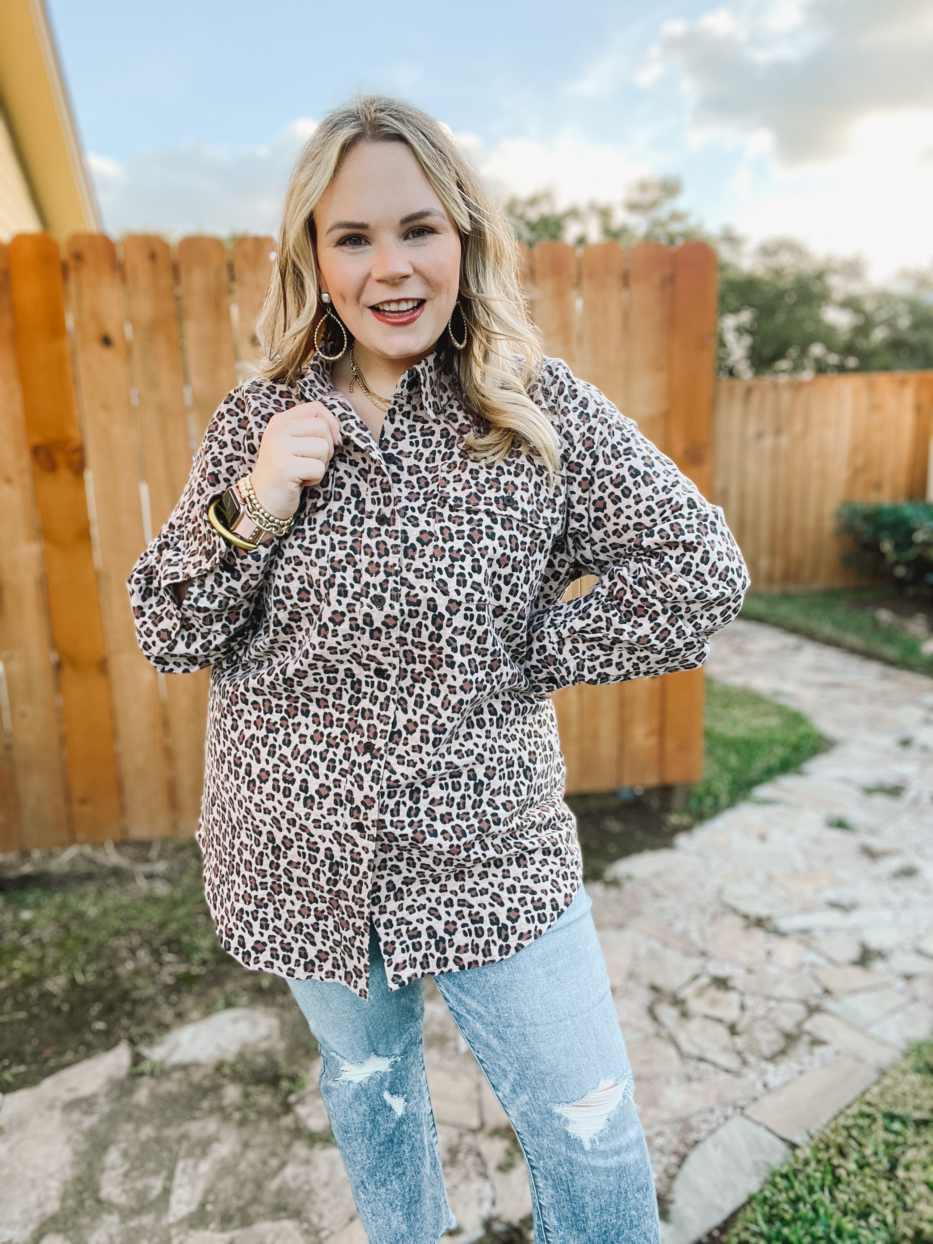 Prettiest In Prints Button Up Leopard Print Flannel Top - Giddy Up Glamour Boutique