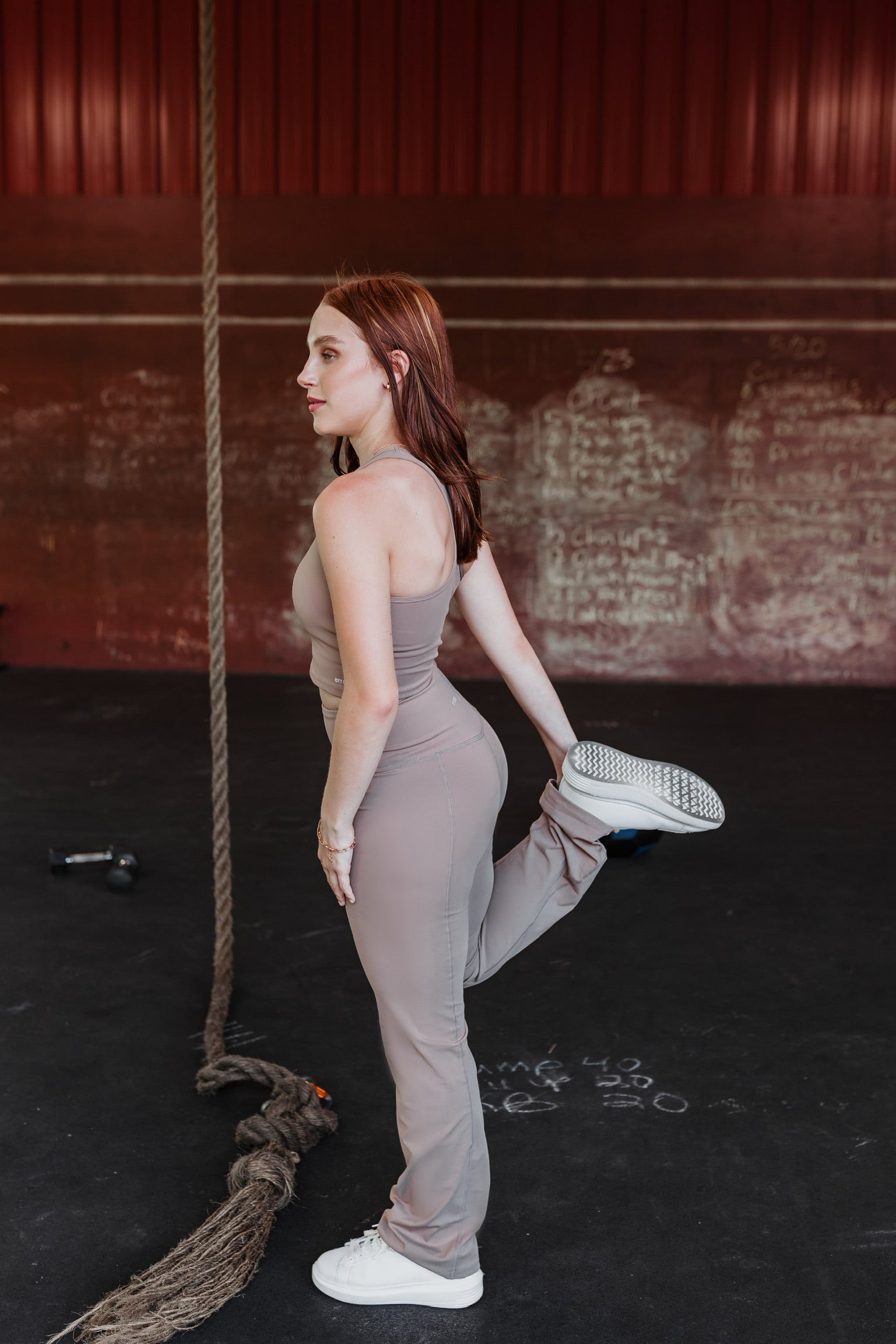 Good Stretch Flare Yoga Pants in Taupe - Giddy Up Glamour Boutique